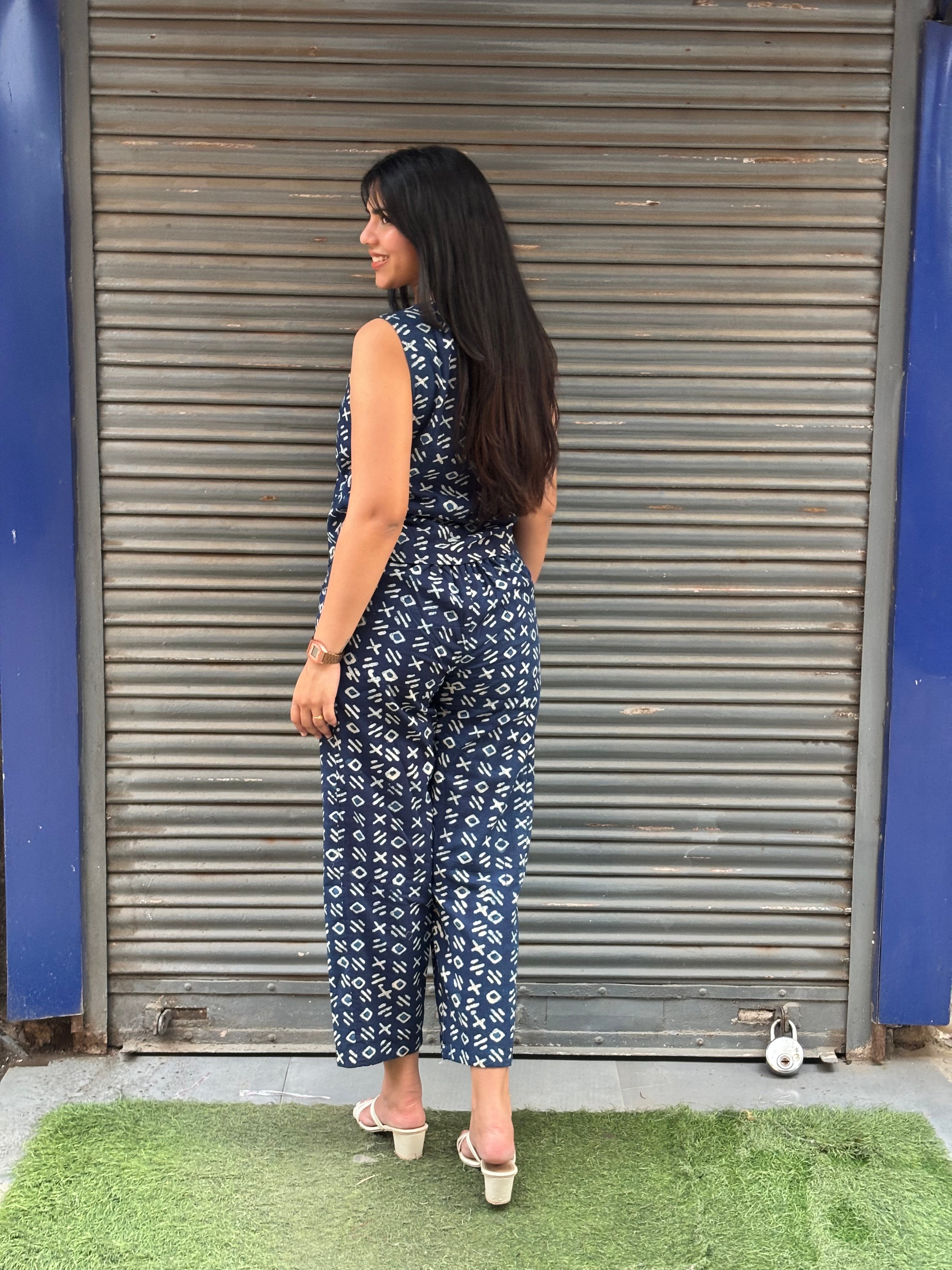 Tarin Indigo Hand Block Print Cotton Co-ord Set