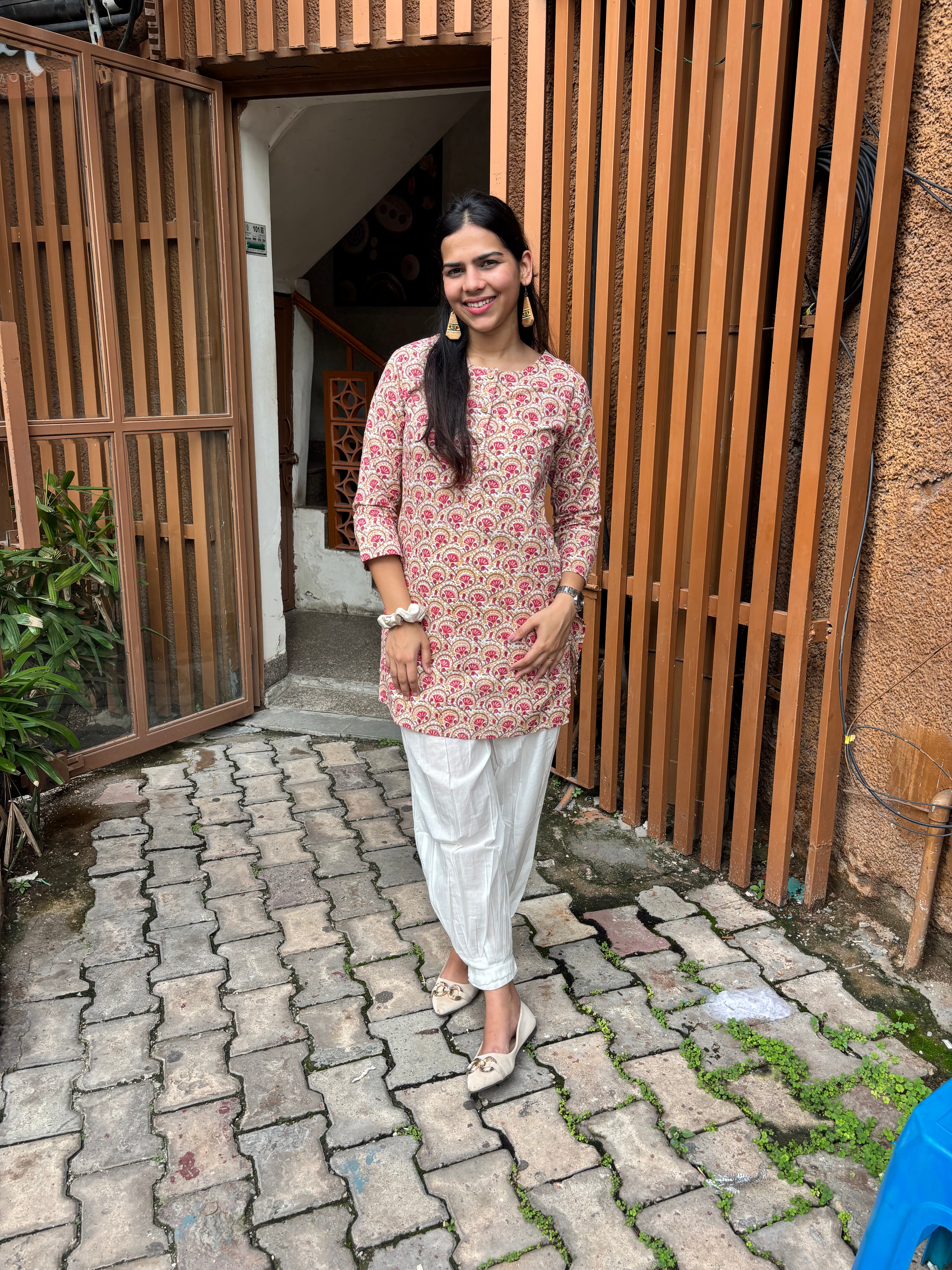 Zesha Hand Block Printed Cotton Short Kurti