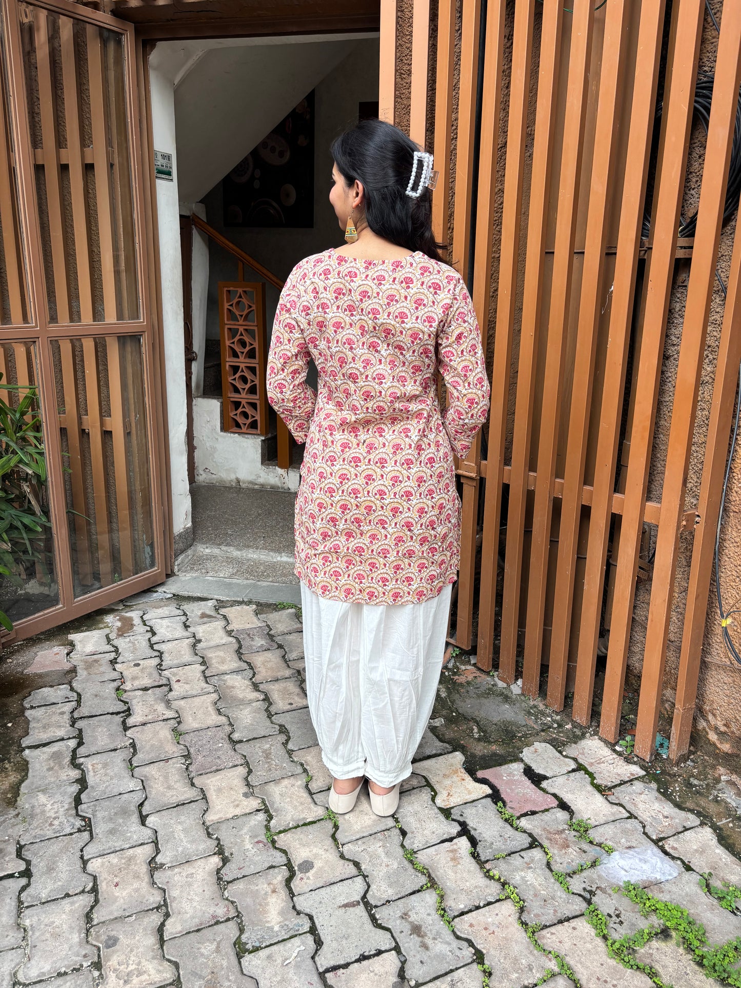 Zesha Hand Block Printed Cotton Short Kurti