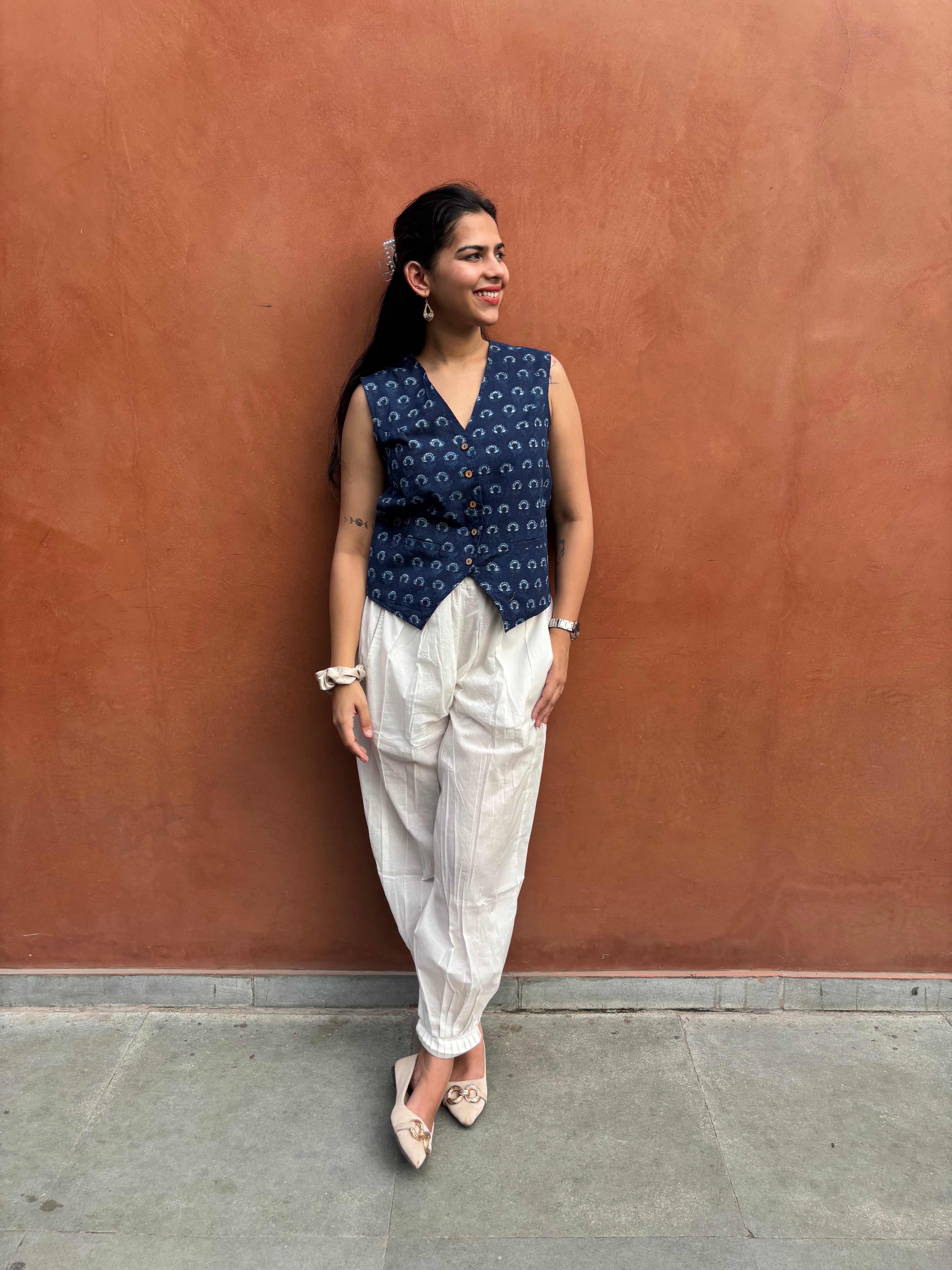 Tarang Indigo Hand Block Print Cotton Koti