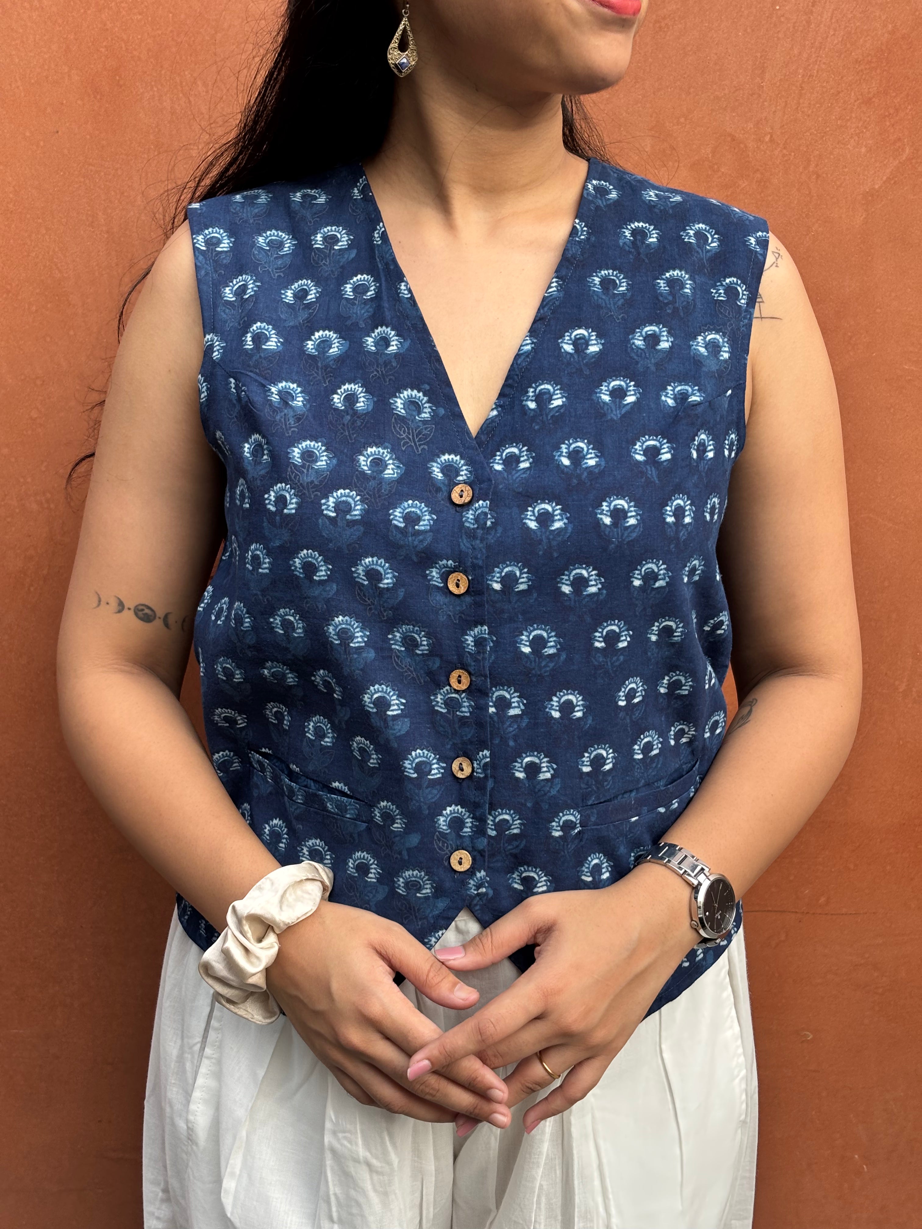 Tarang Indigo Hand Block Print Cotton Koti