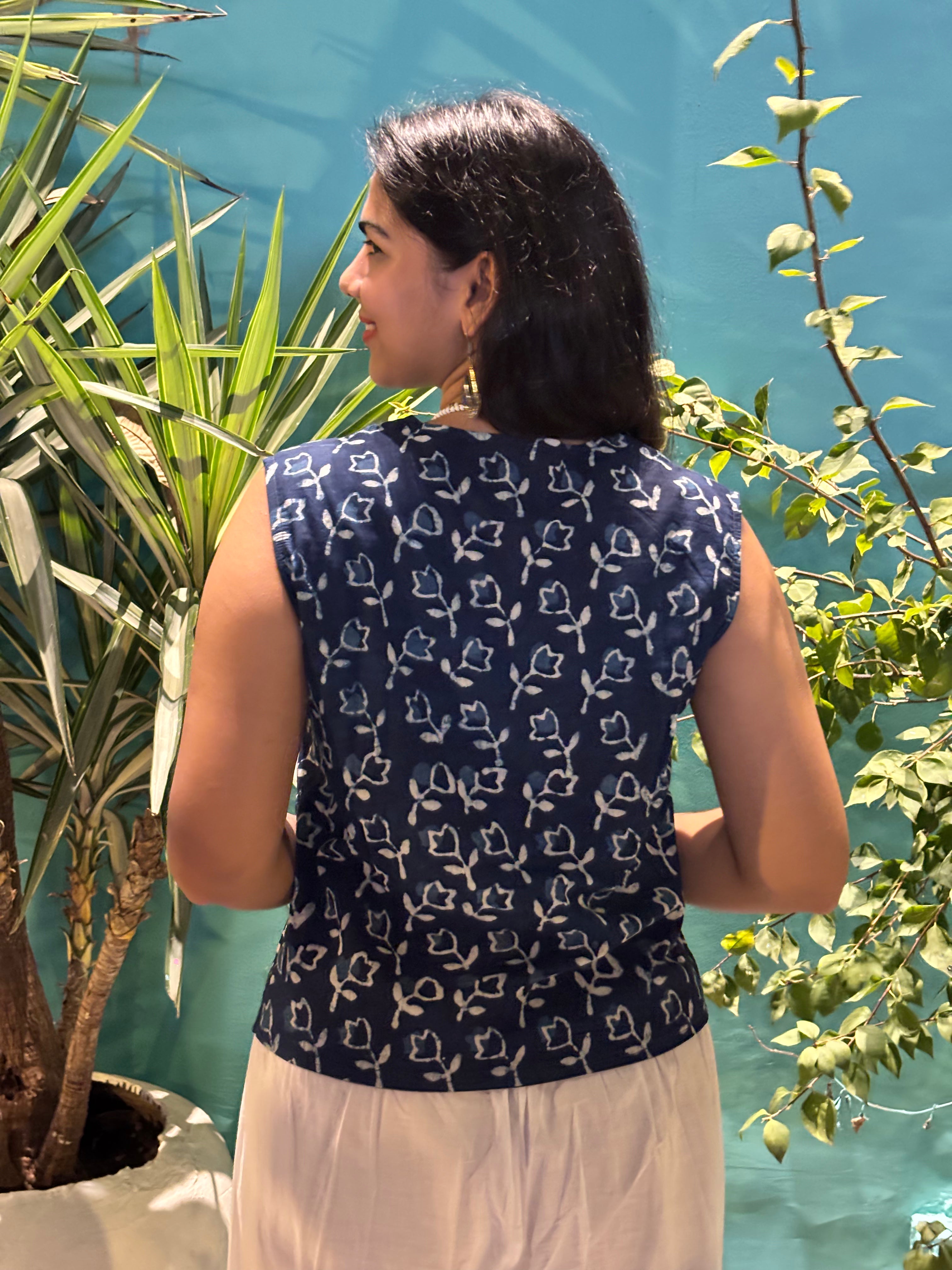 Shriya Indigo Hand Block Print Cotton Koti