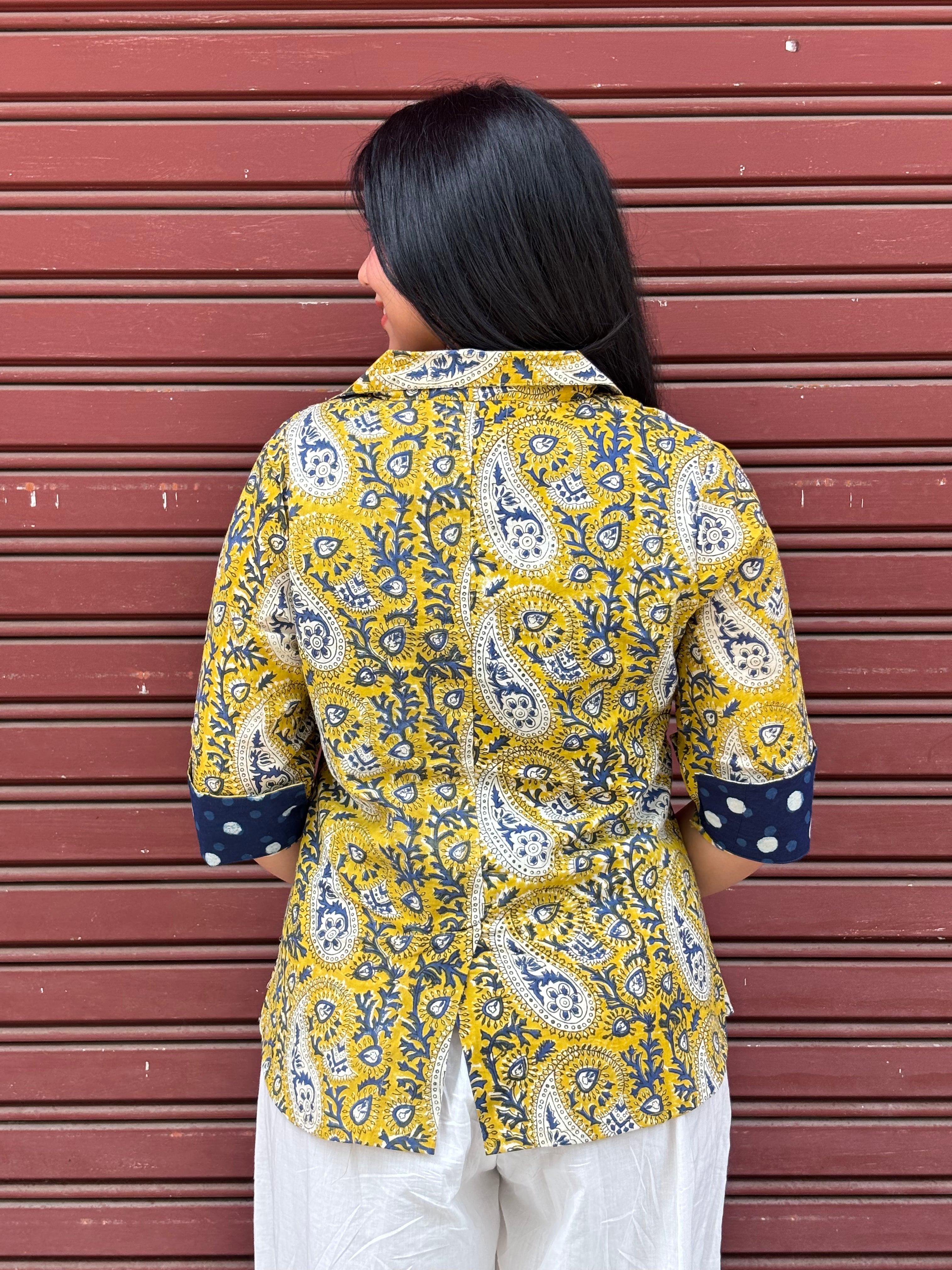 Sehar Bagru Hand Block Print Cotton Double Layer Top