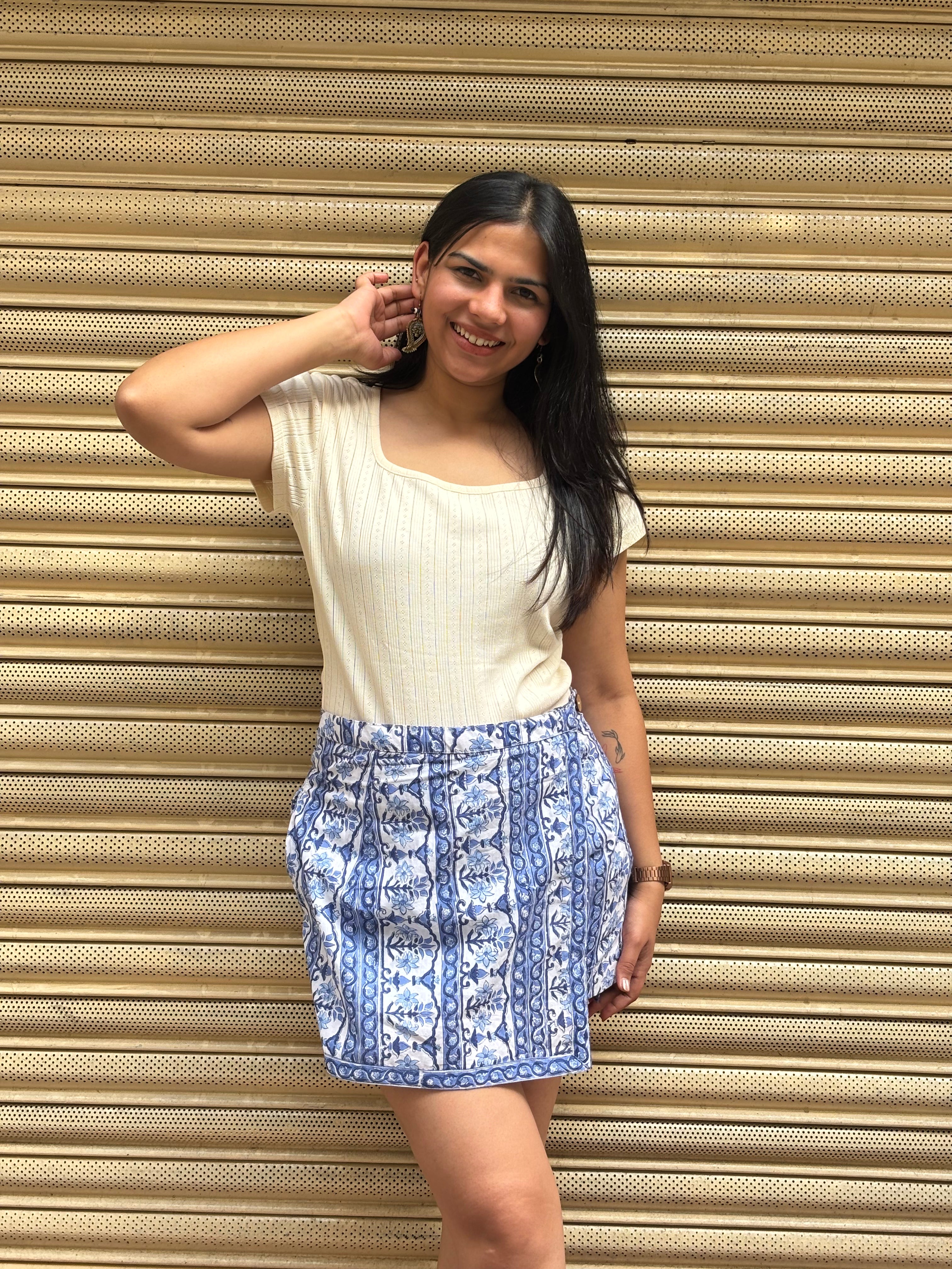 Miri Hand Block Print Cotton Skorts