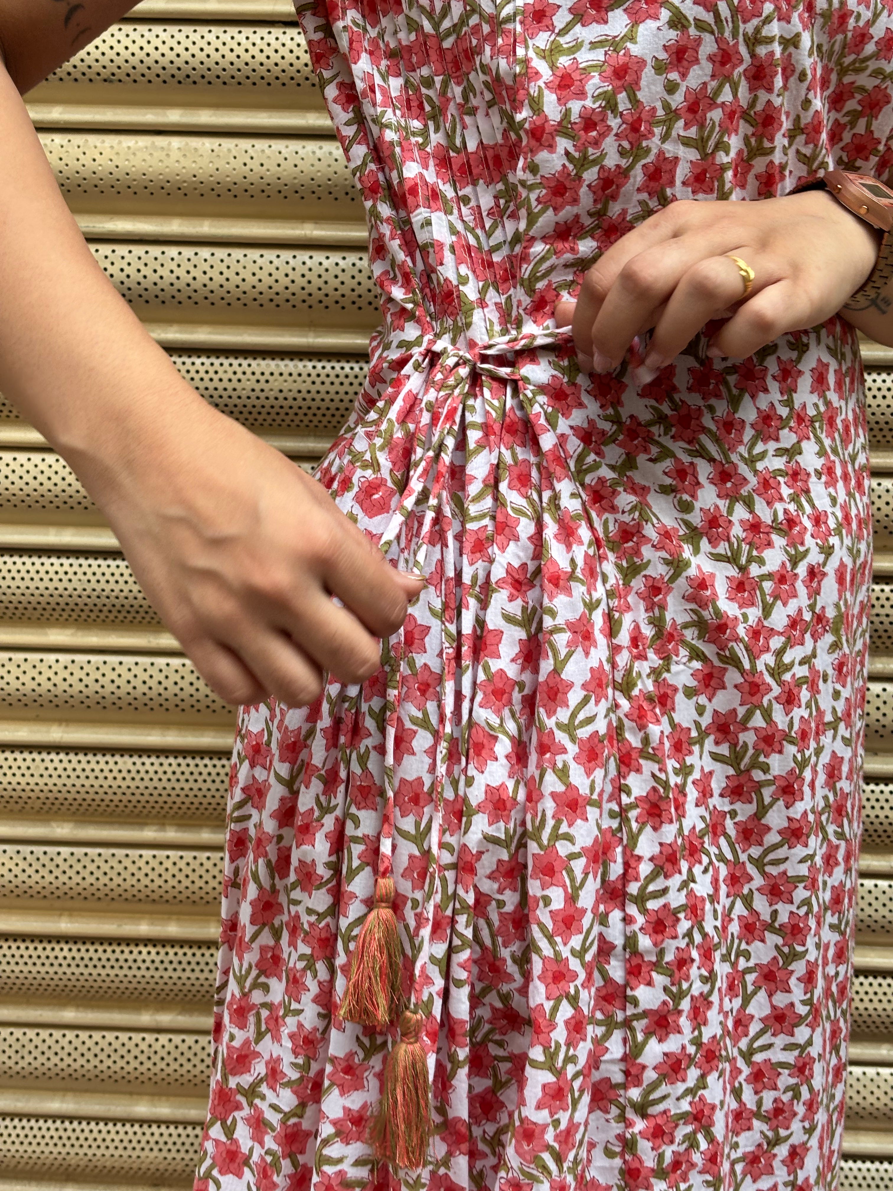 Eyza Hand Block Print Cotton A-Line Dress
