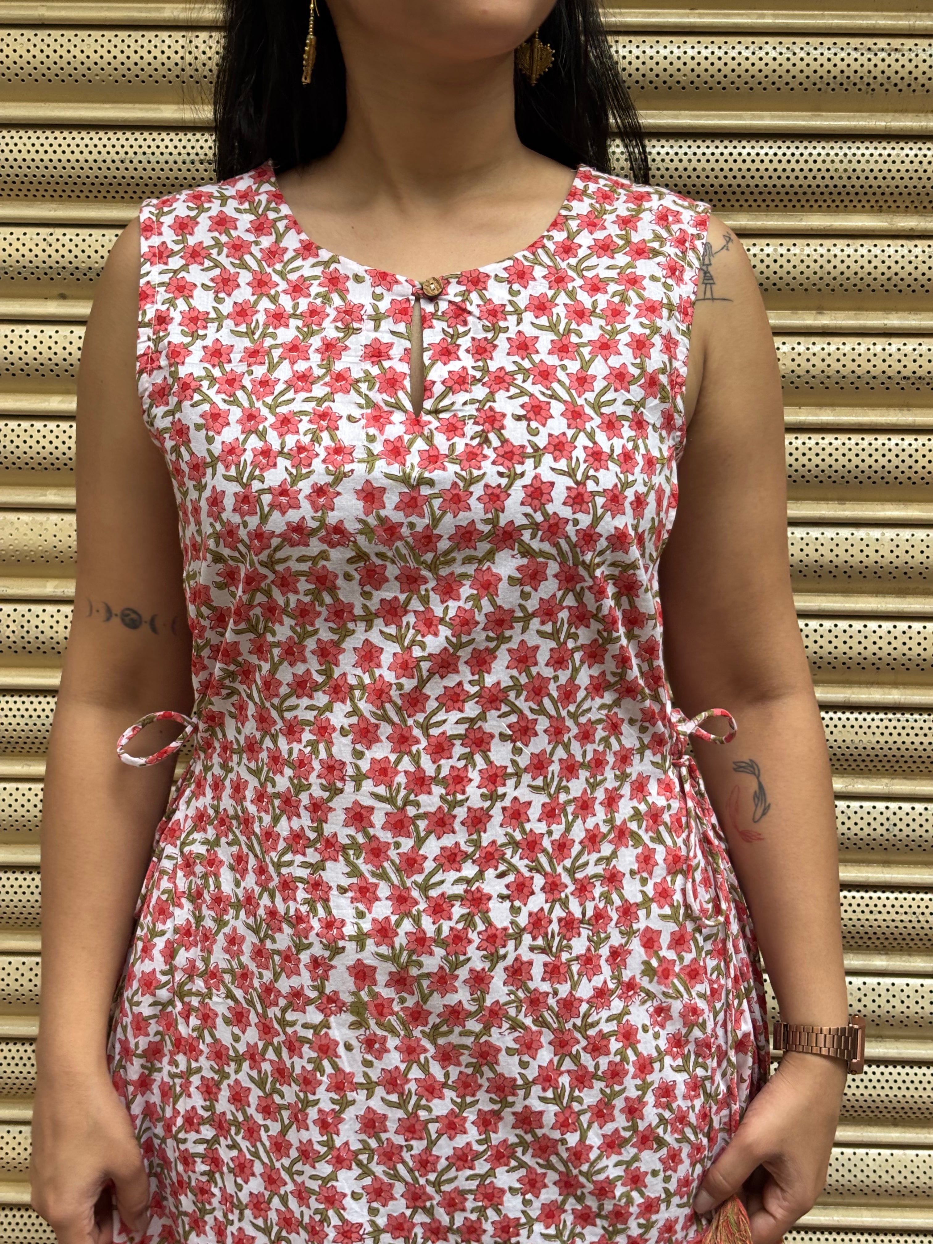 Eyza Hand Block Print Cotton A-Line Dress