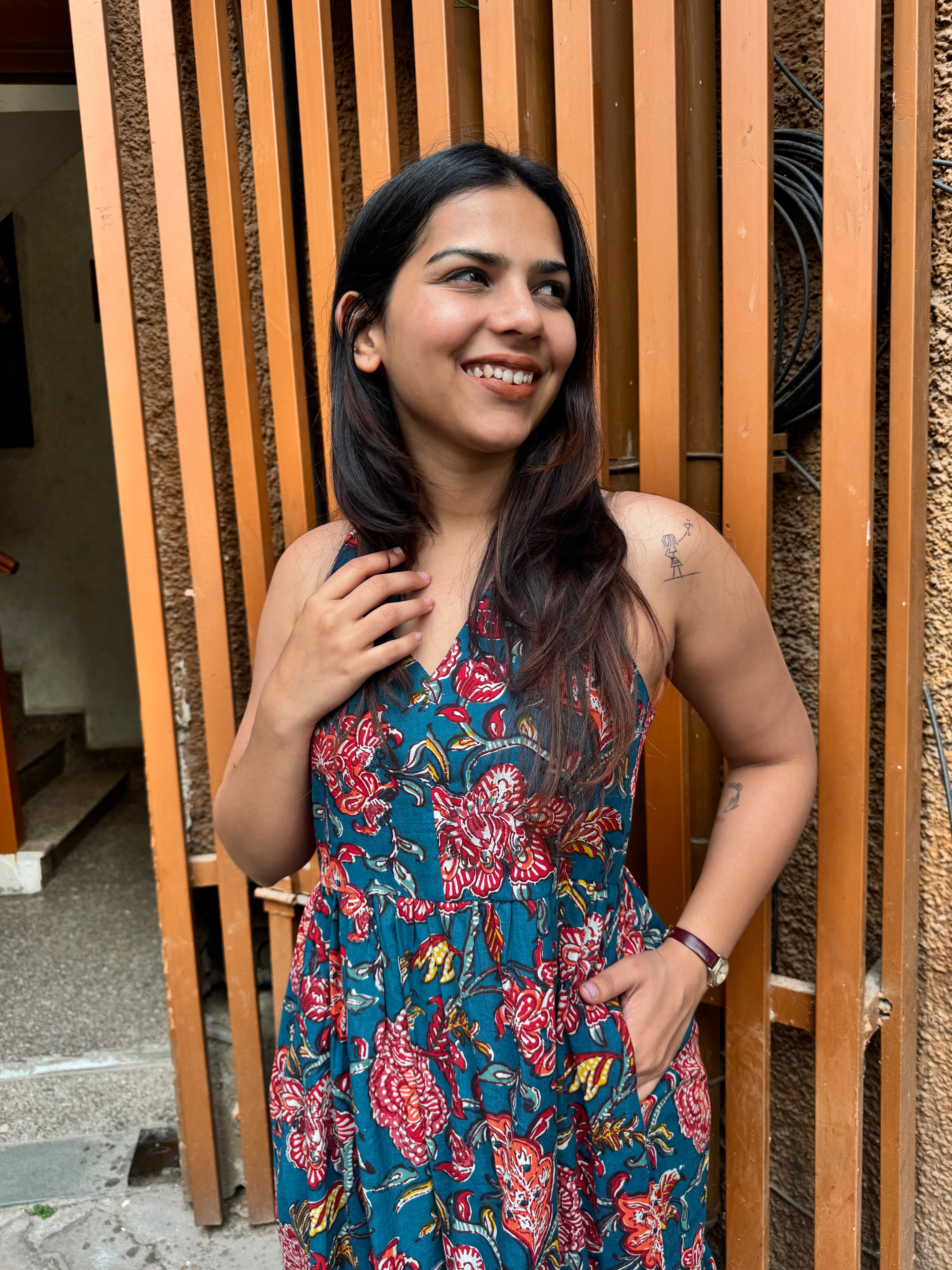 Tula Hand Block Printed Cotton Halter Neck Dress