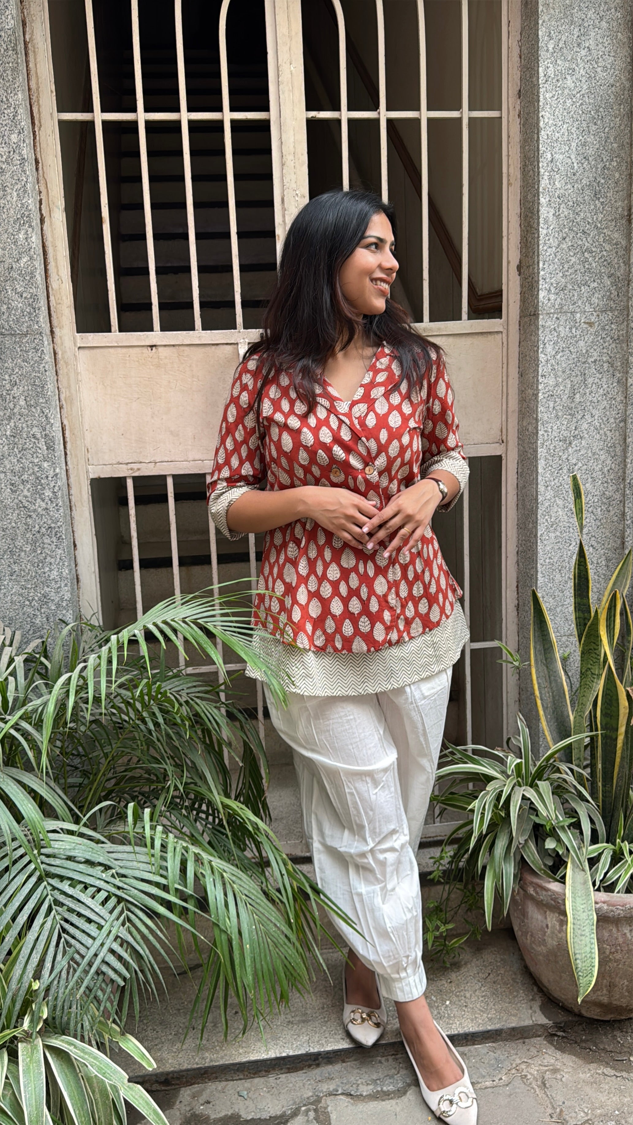 Saaya Bagru Hand Block Print Cotton Double Layer Top