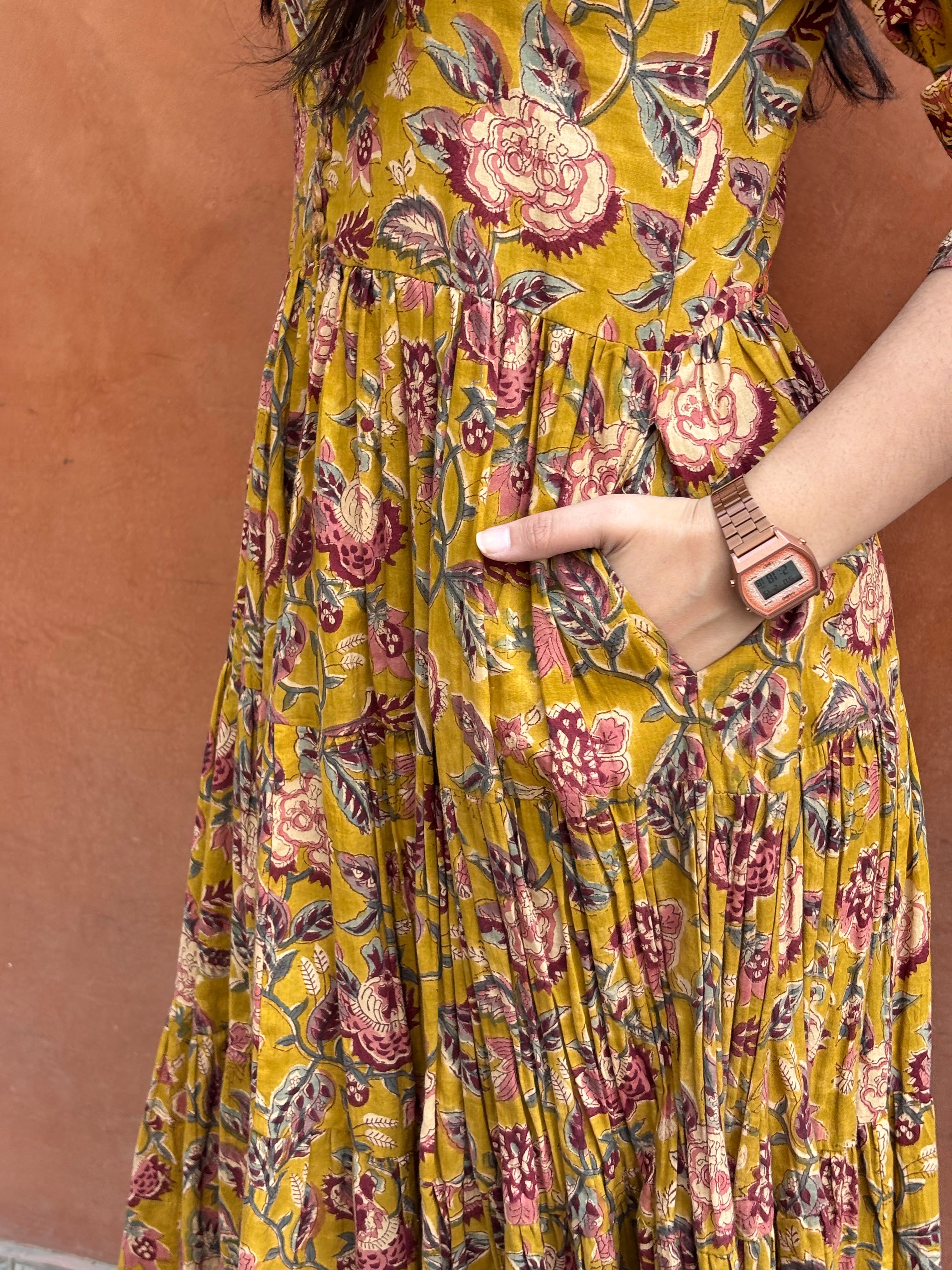 Maaya Hand Block Print Cotton A-line Dress