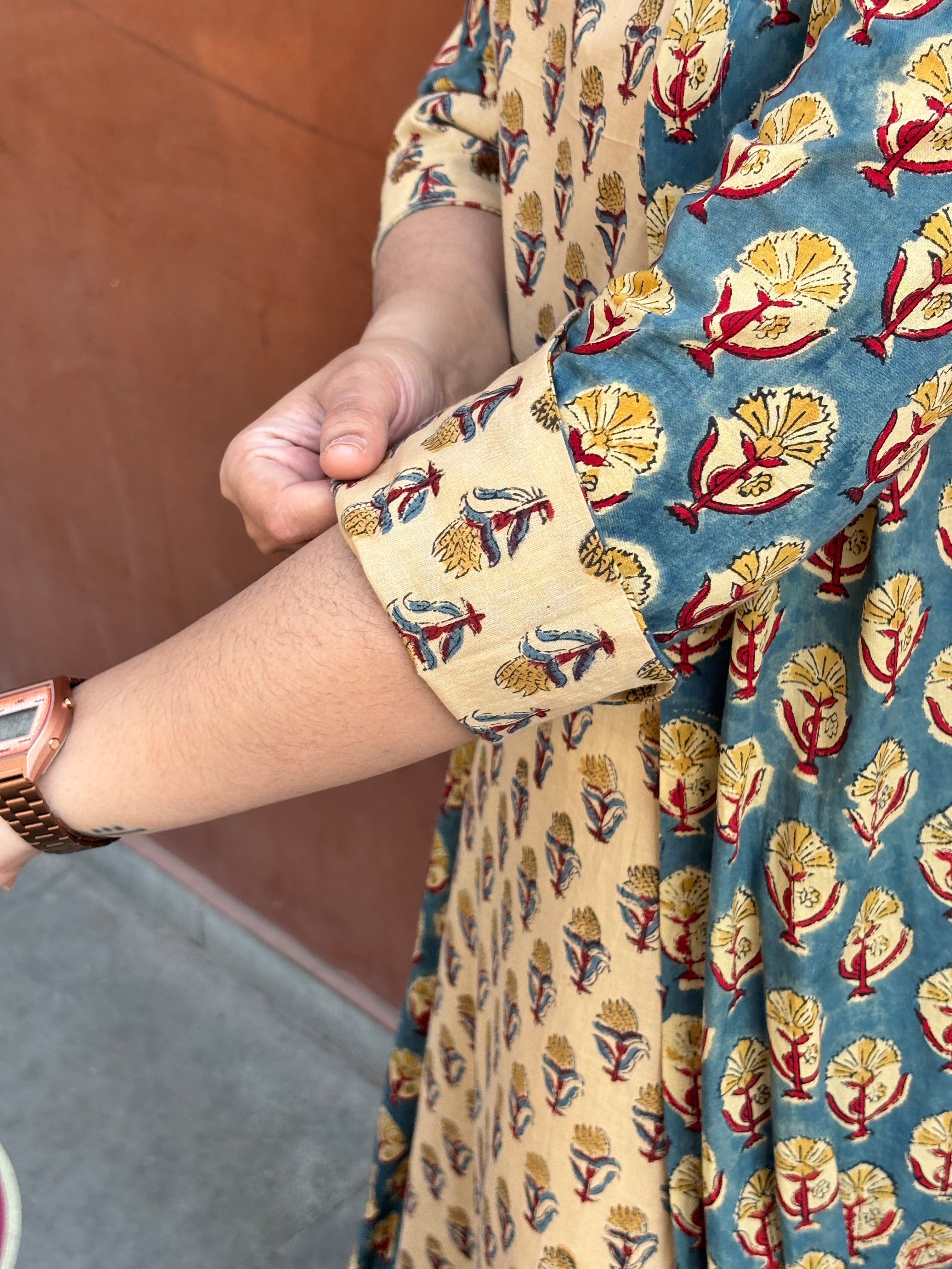 Mishti Bagru Hand Block Print Cotton Short Double Layer Dress