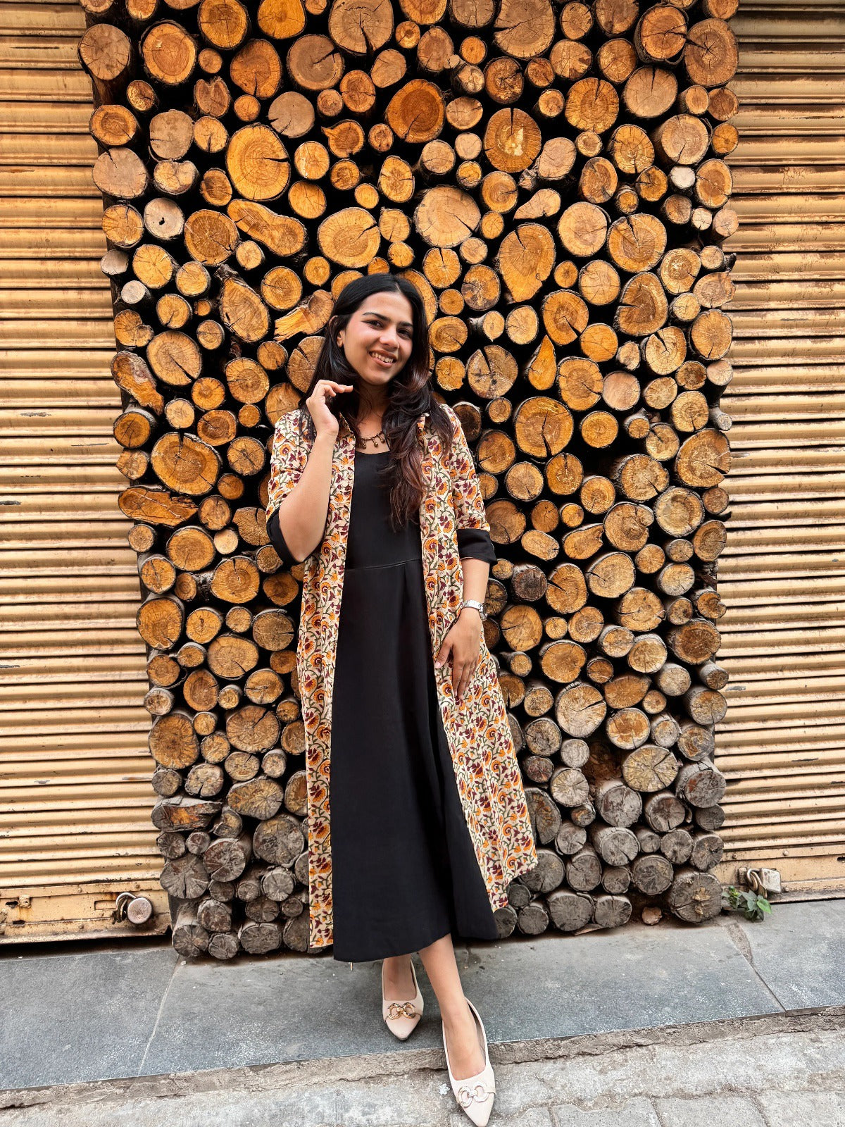 Vedika Block Printed Cotton Short Double Layer Dress