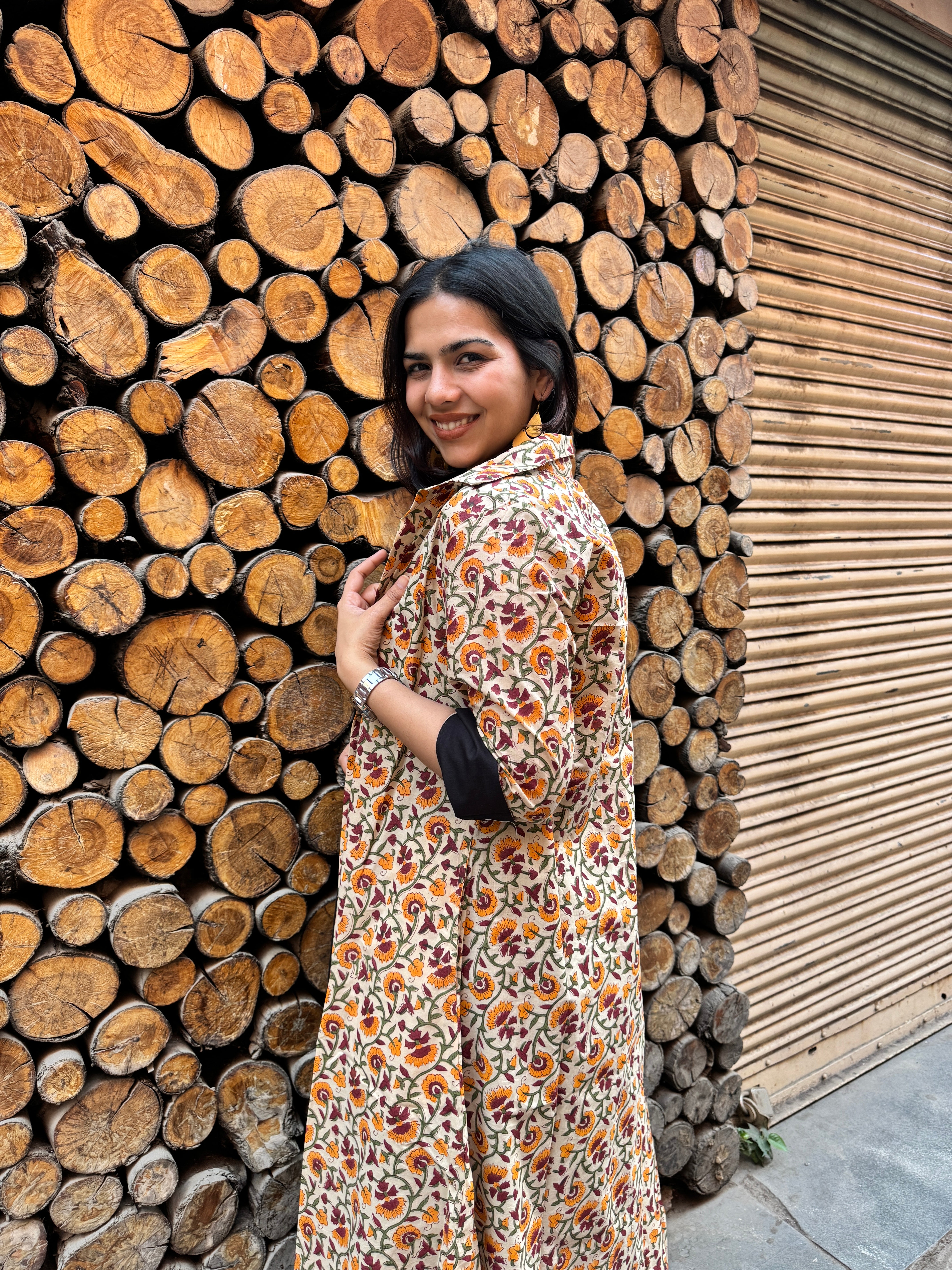 Vedika Hand Block Printed Cotton Short Double Layer Dress