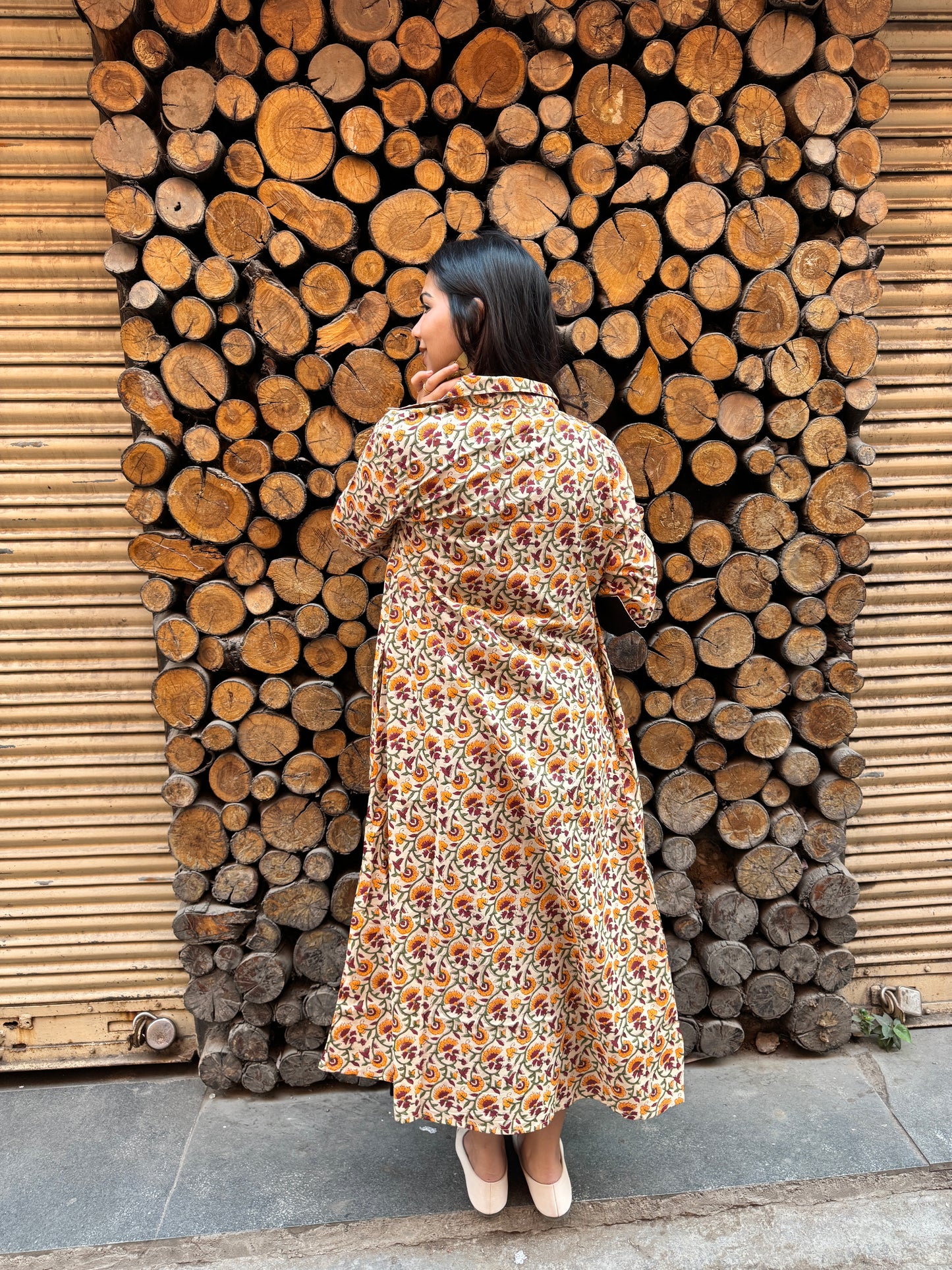 Vedika Block Printed Cotton Short Double Layer Dress