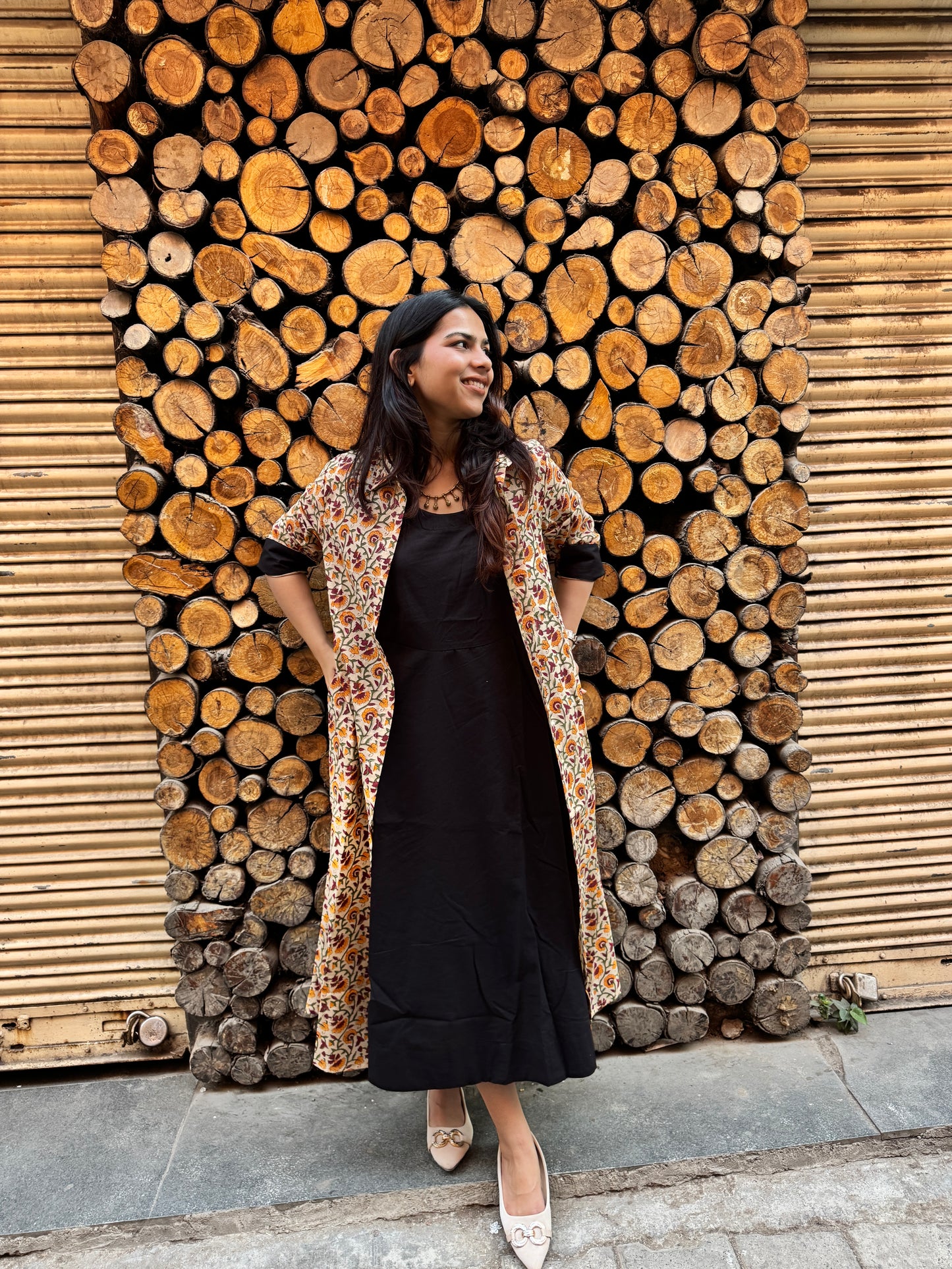 Vedika Block Printed Cotton Short Double Layer Dress