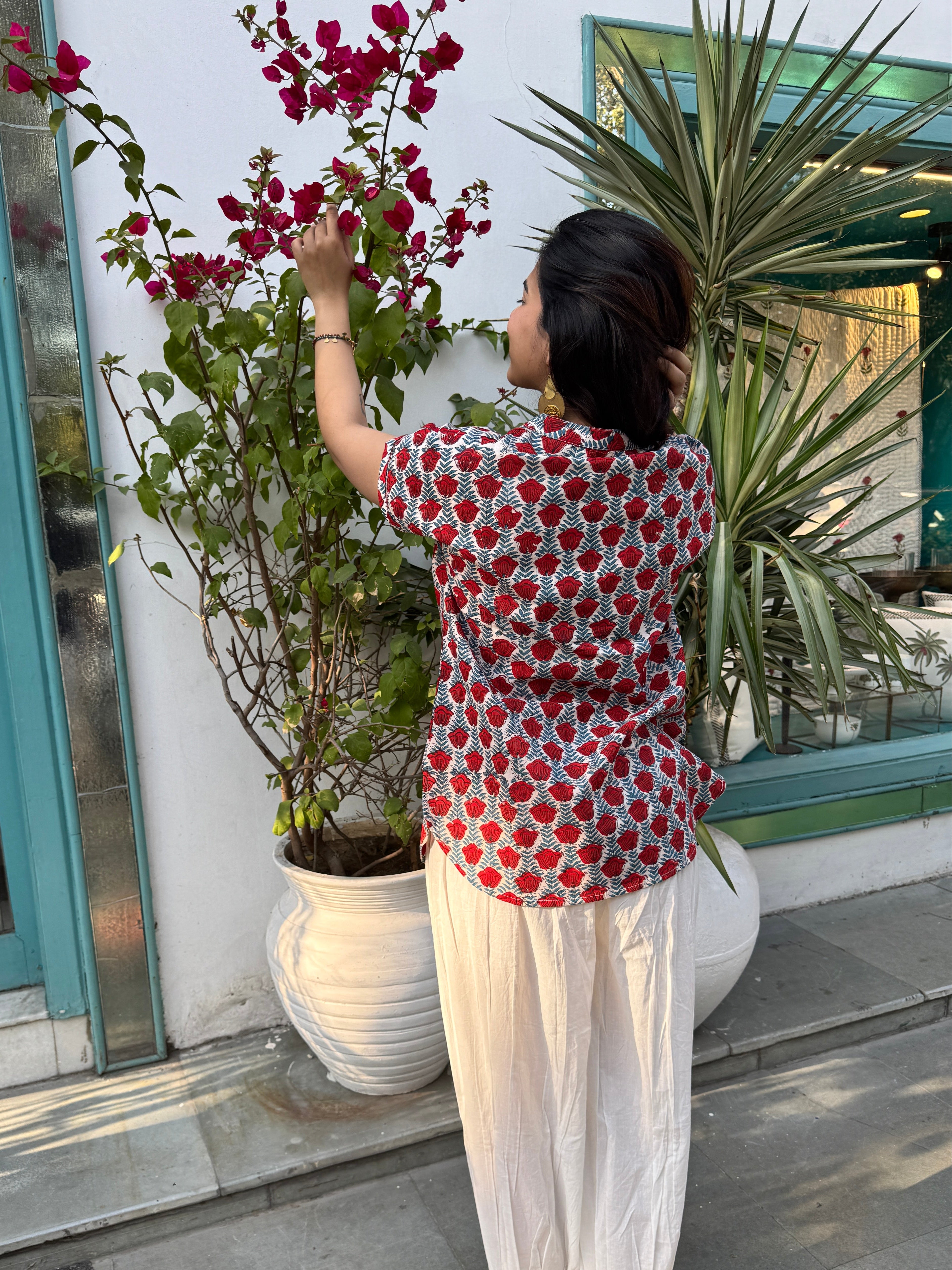 Anka Hand Block Print Cotton Shirt