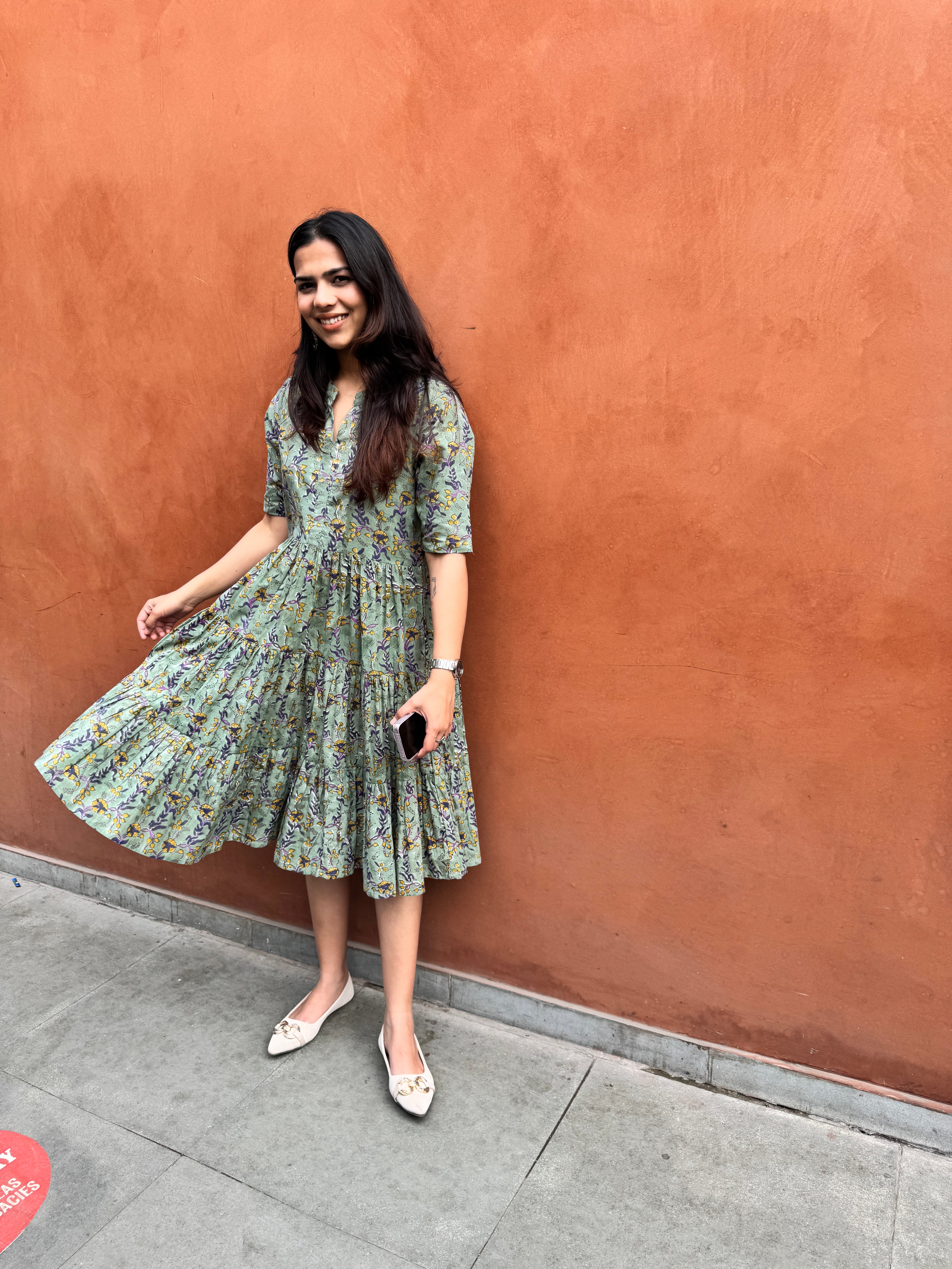 Kashish Hand Block Print Cotton Flare Dress