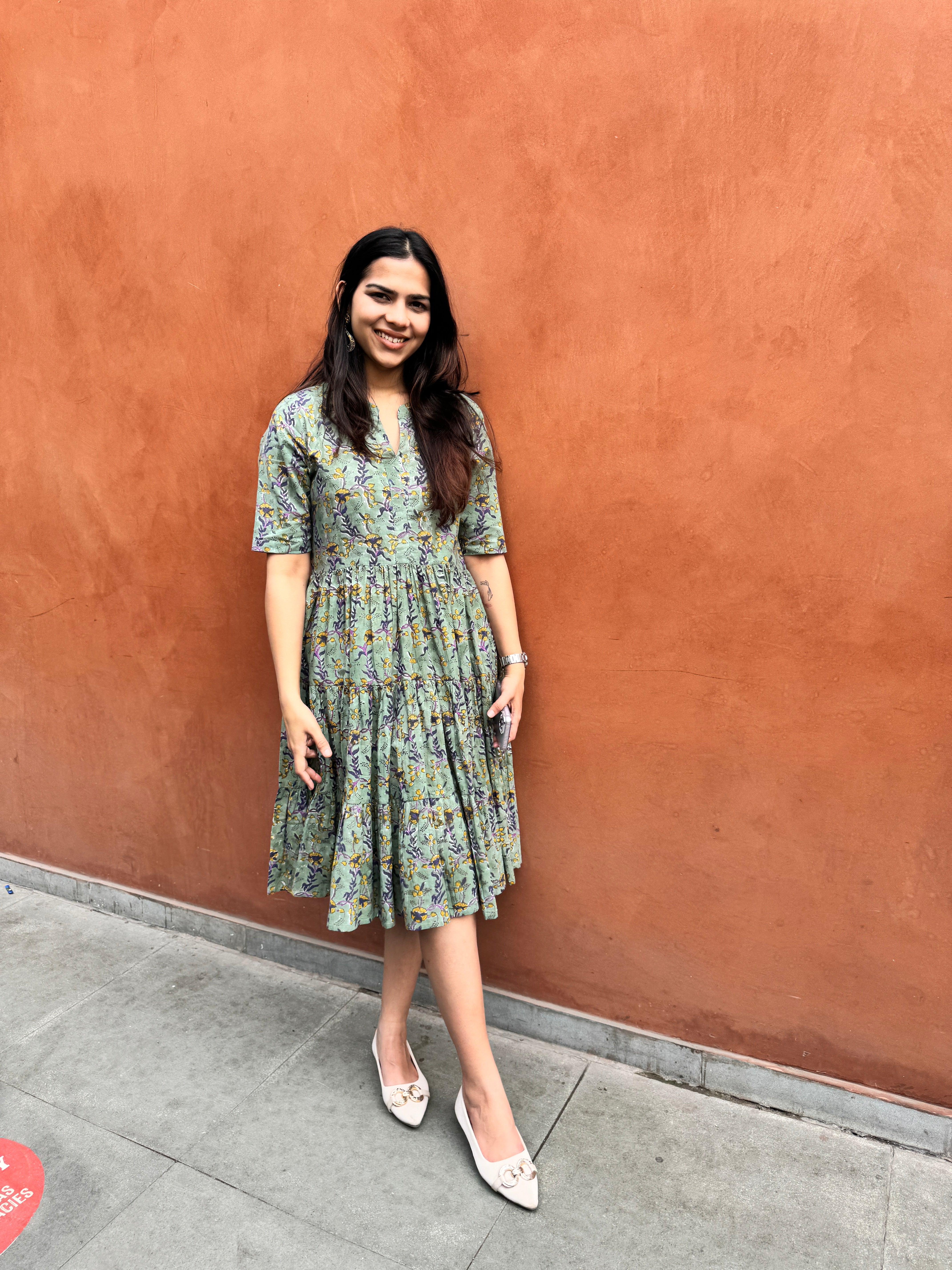 Kashish Hand Block Print Cotton Flare Dress