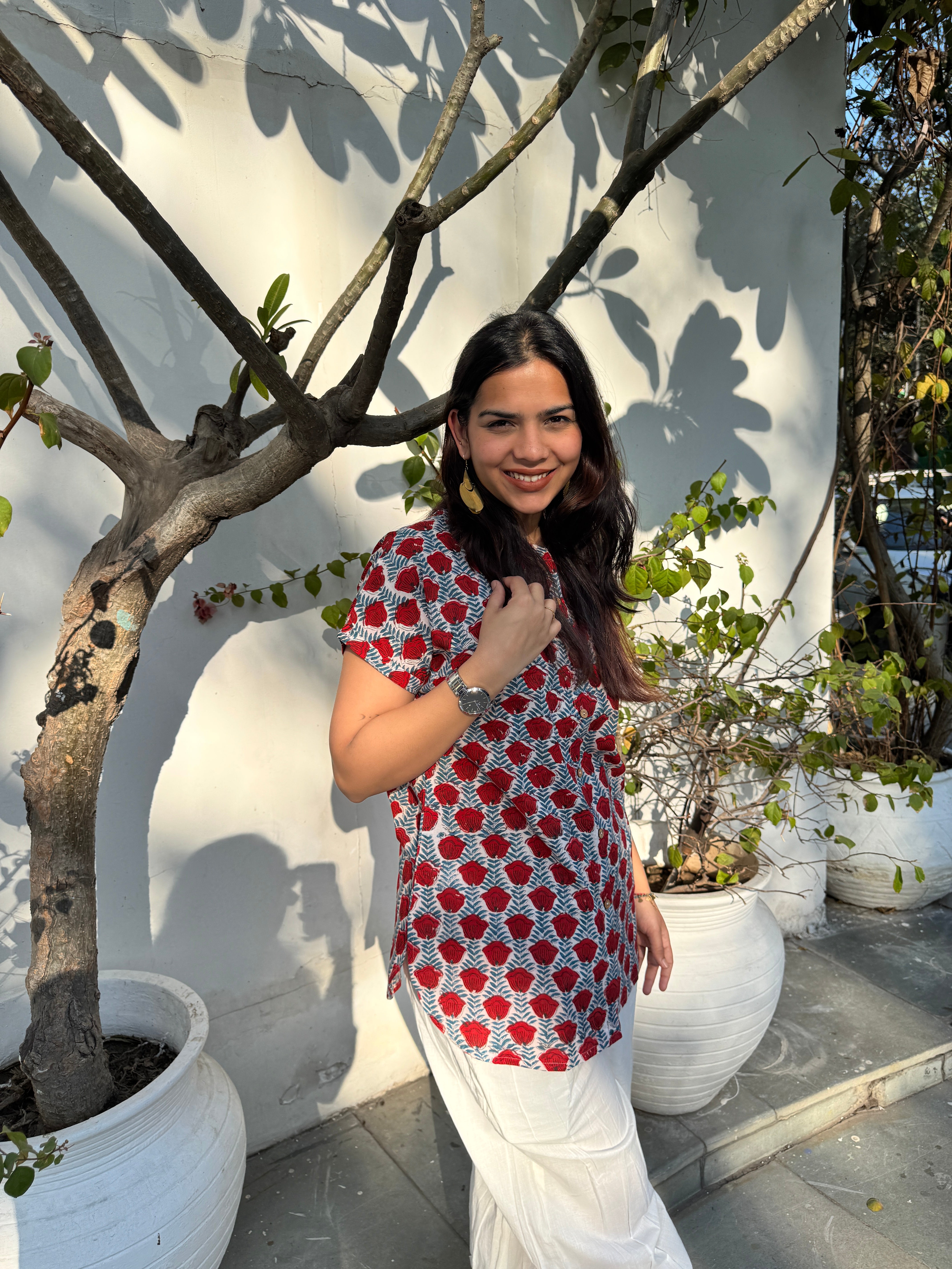 Anka Hand Block Print Cotton Shirt