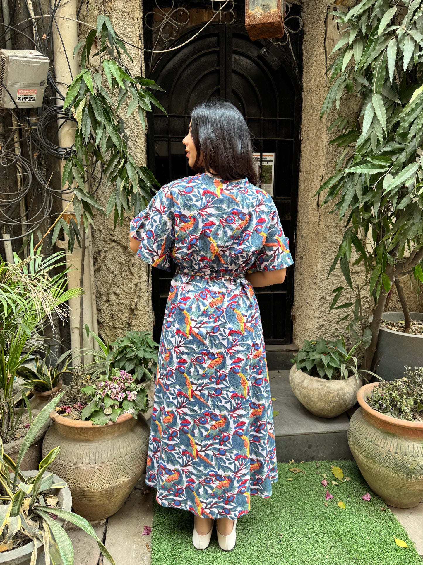 Tota Maina Hand Block Print Cotton Wrap Around Dress