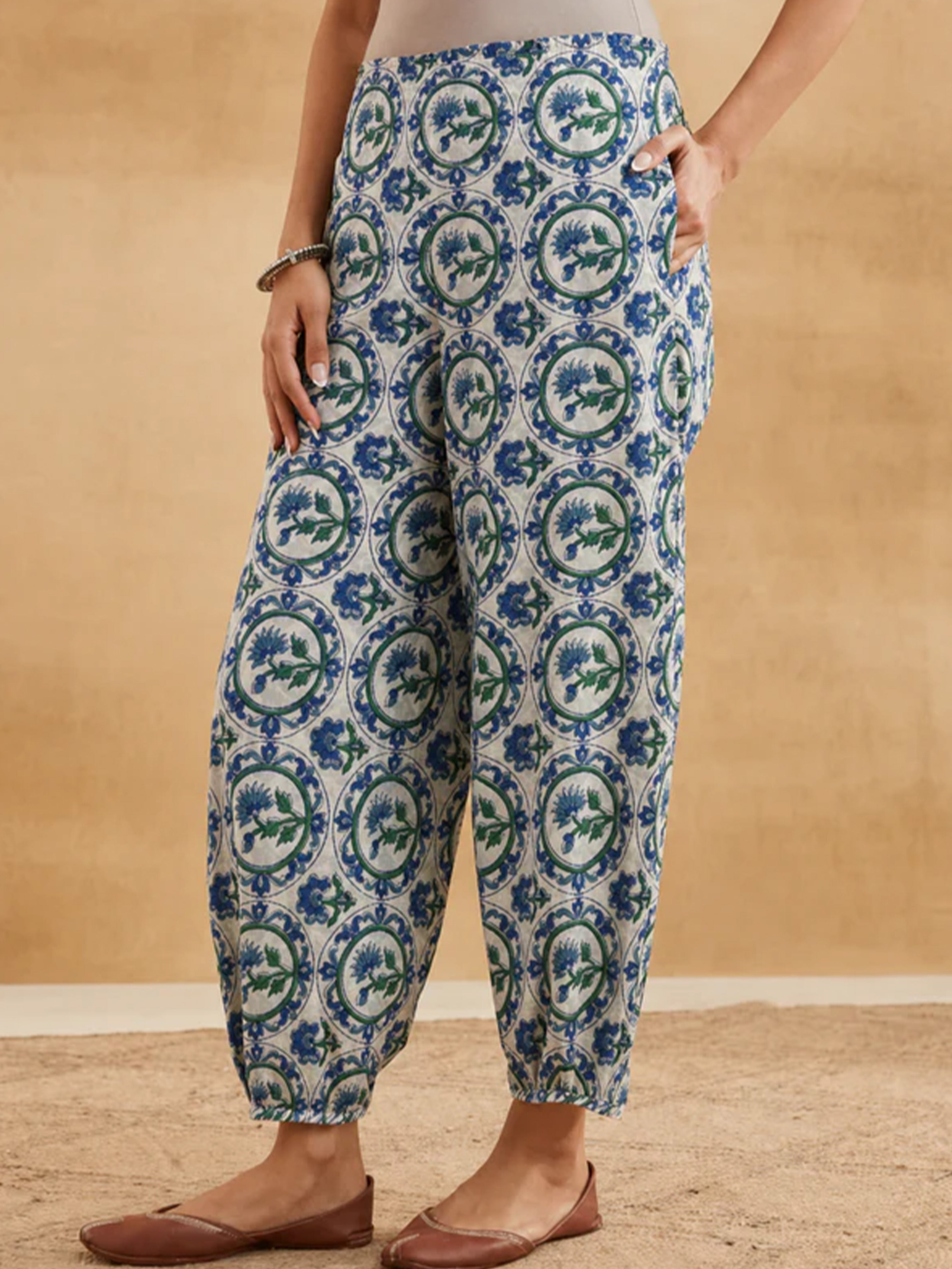 Nazera Hand Block Print Cotton Pants