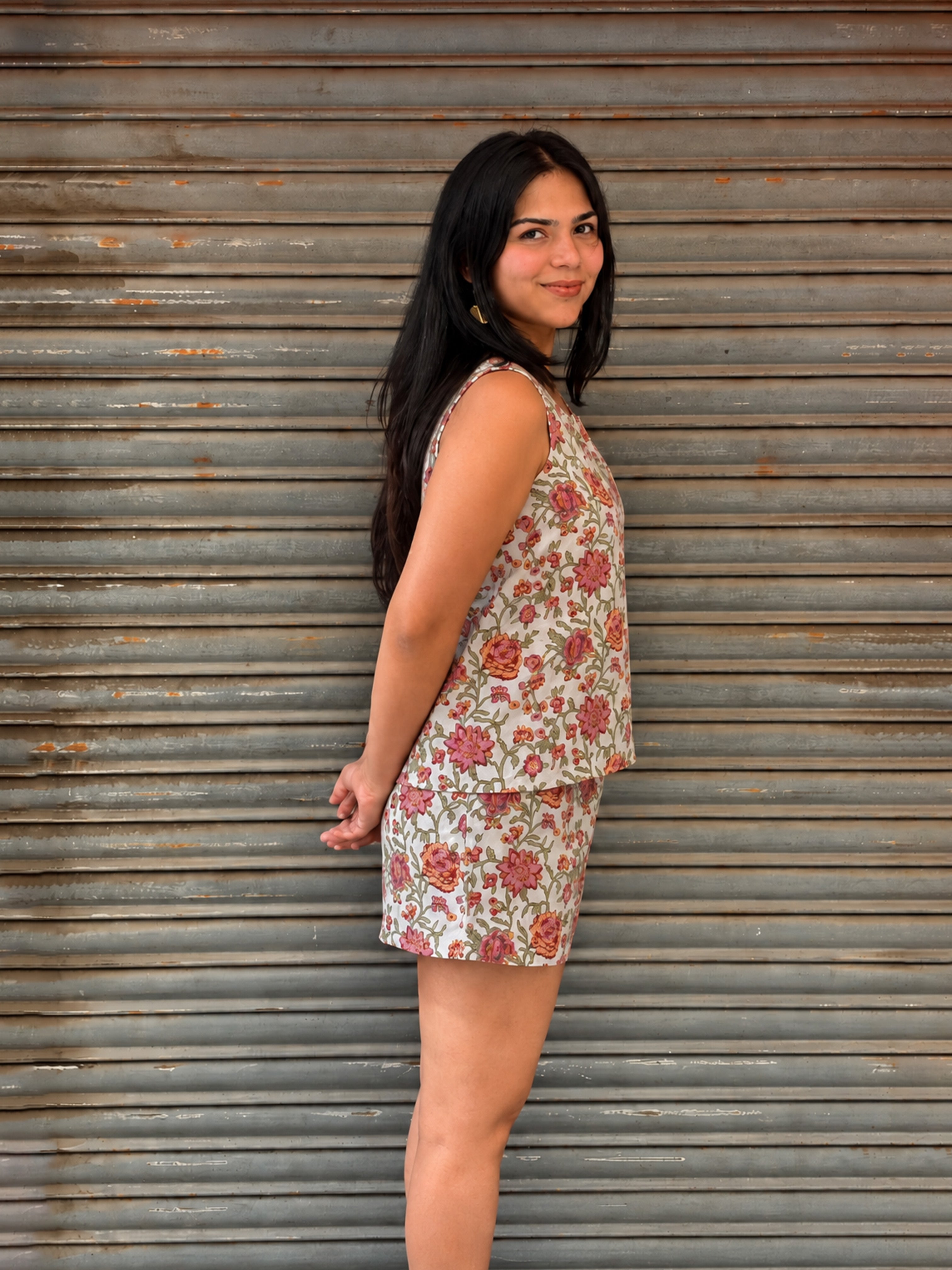 Suhana Hand Block Print Cotton Tank Top with Shorts