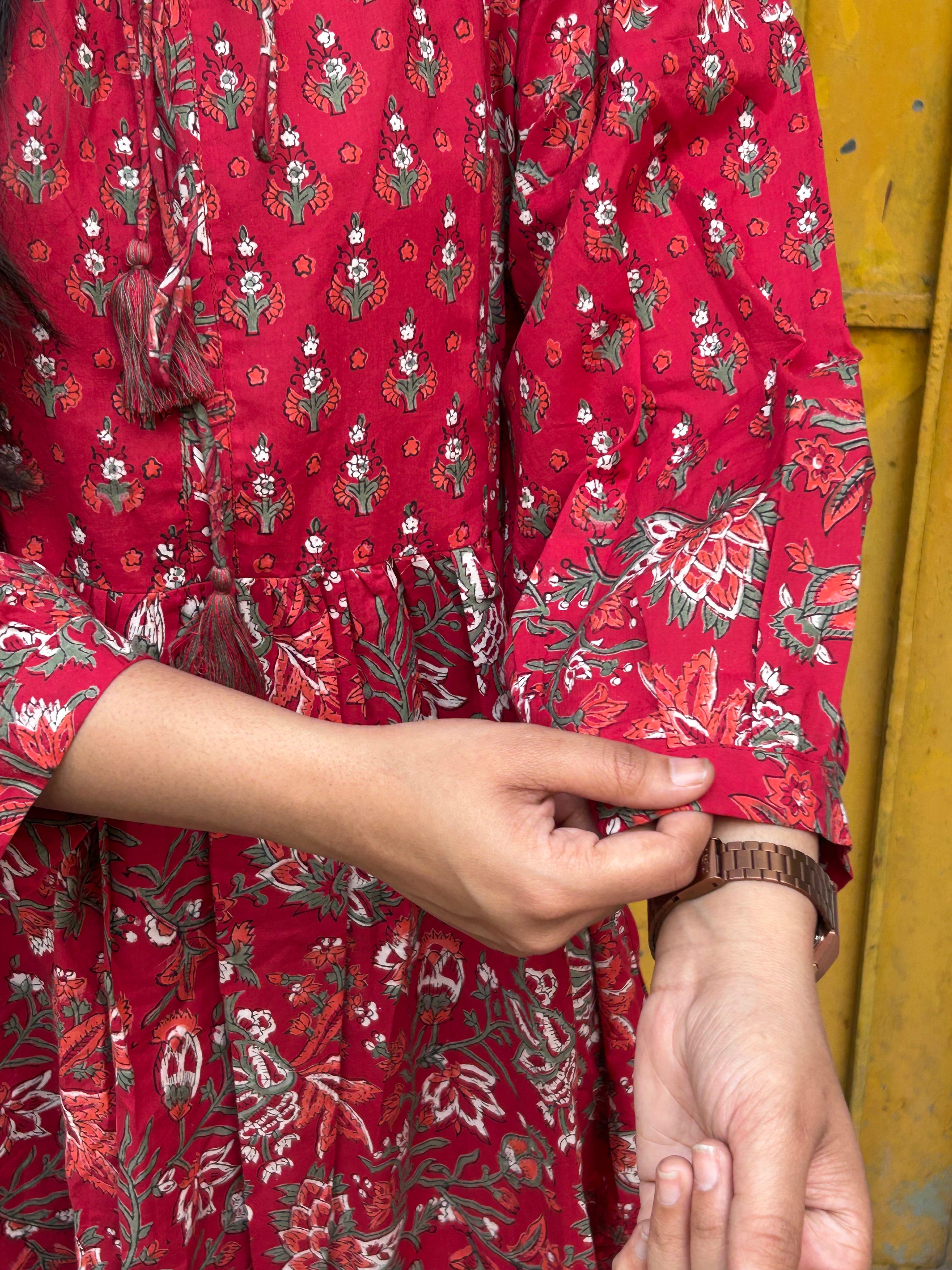 Navira Hand Block Print Cotton A-Line Dress