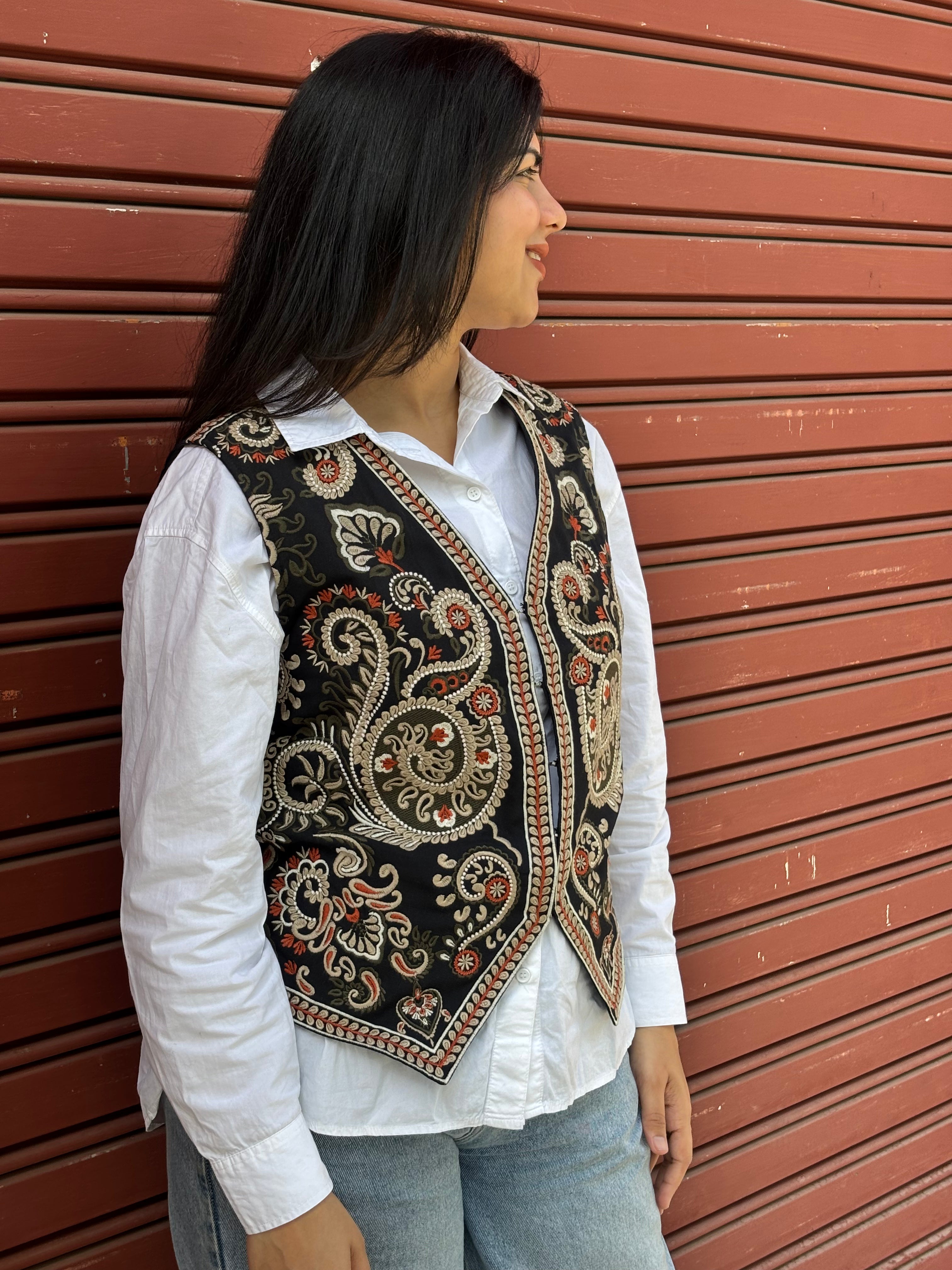 TOJ Art Embroidered Women's Koti- Black