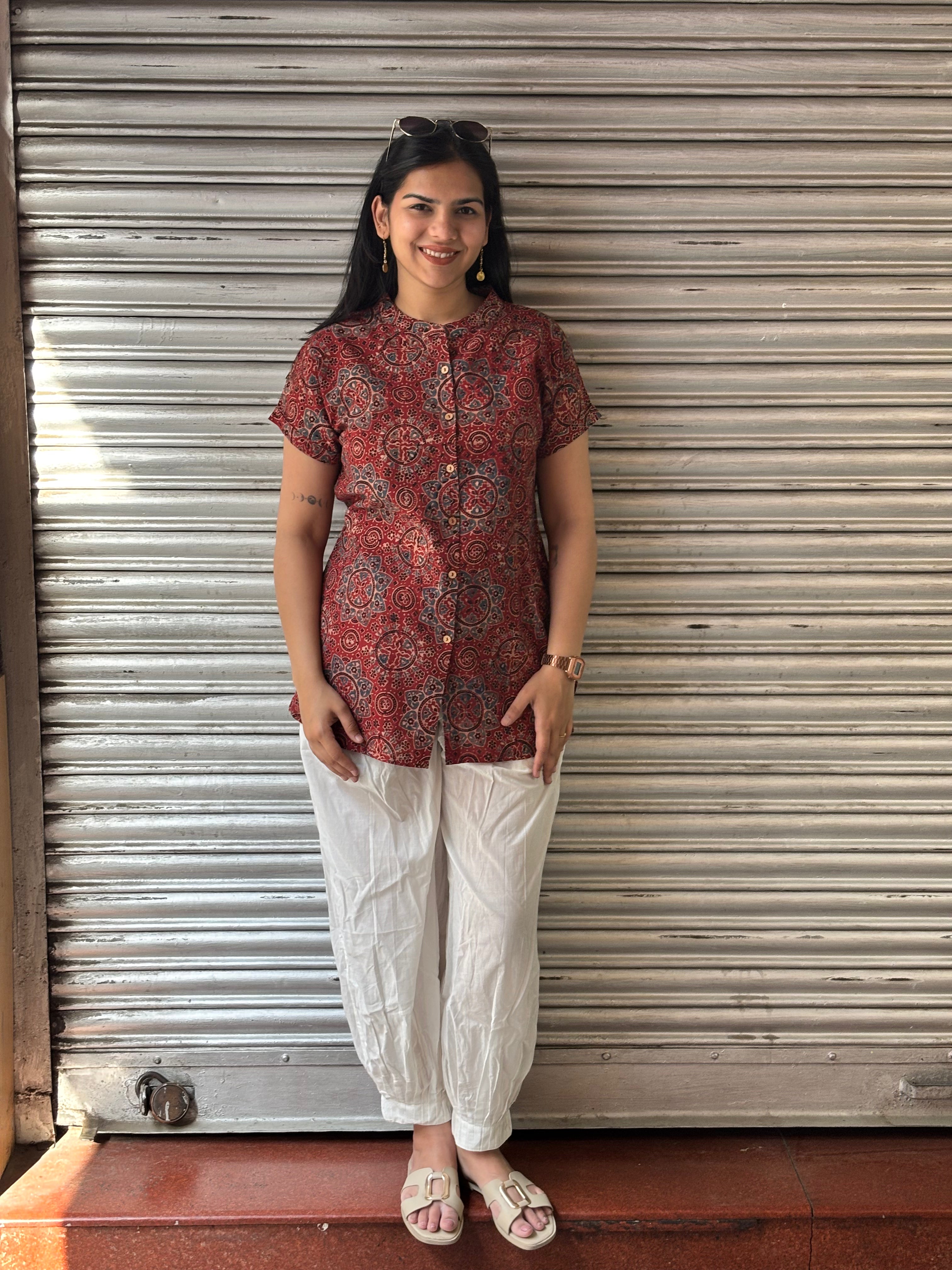 Karvi Ajrakh Hand Block Print Shirt