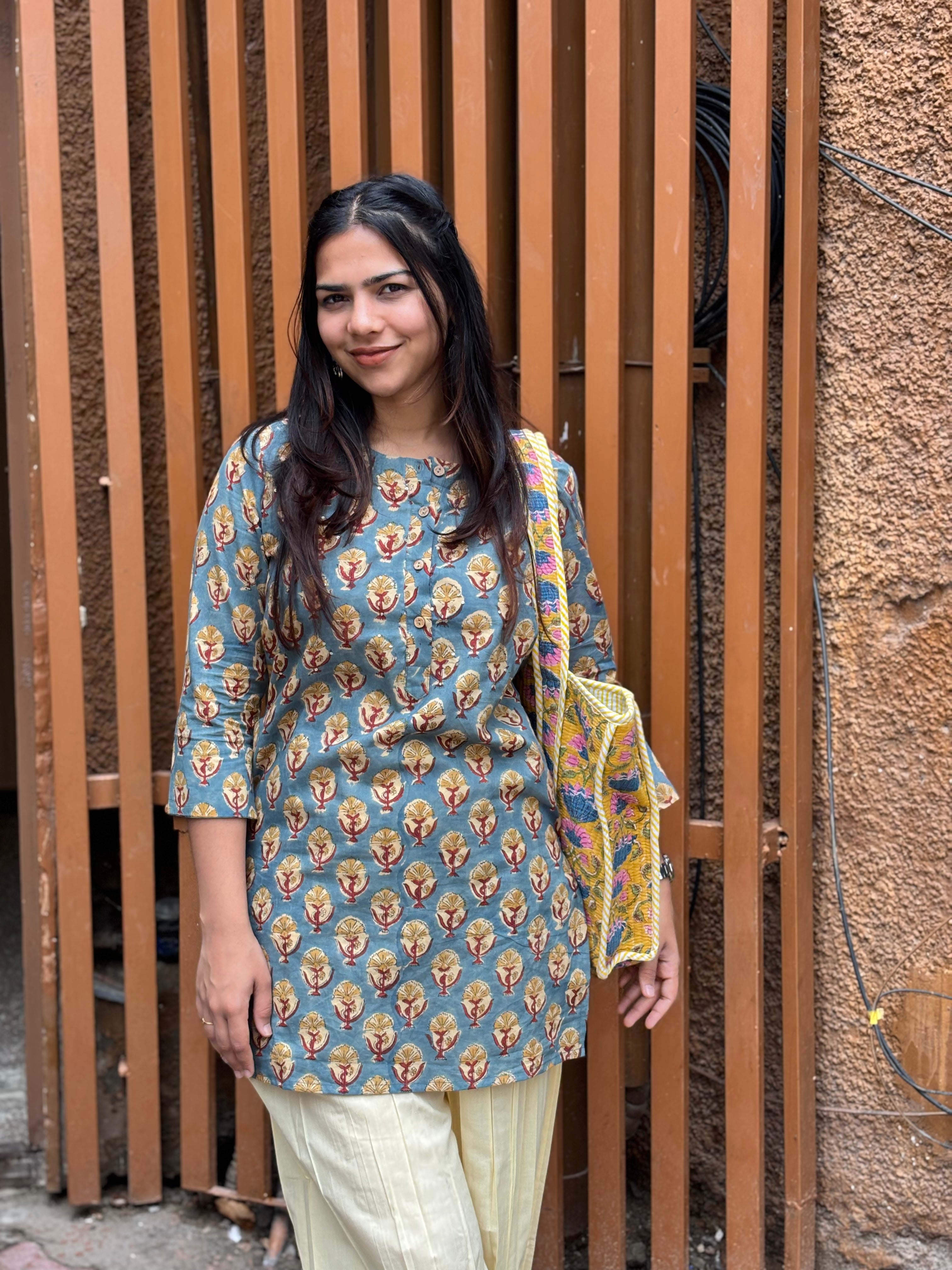 Mishti Bagru Hand Block Print Cotton Short Kurti