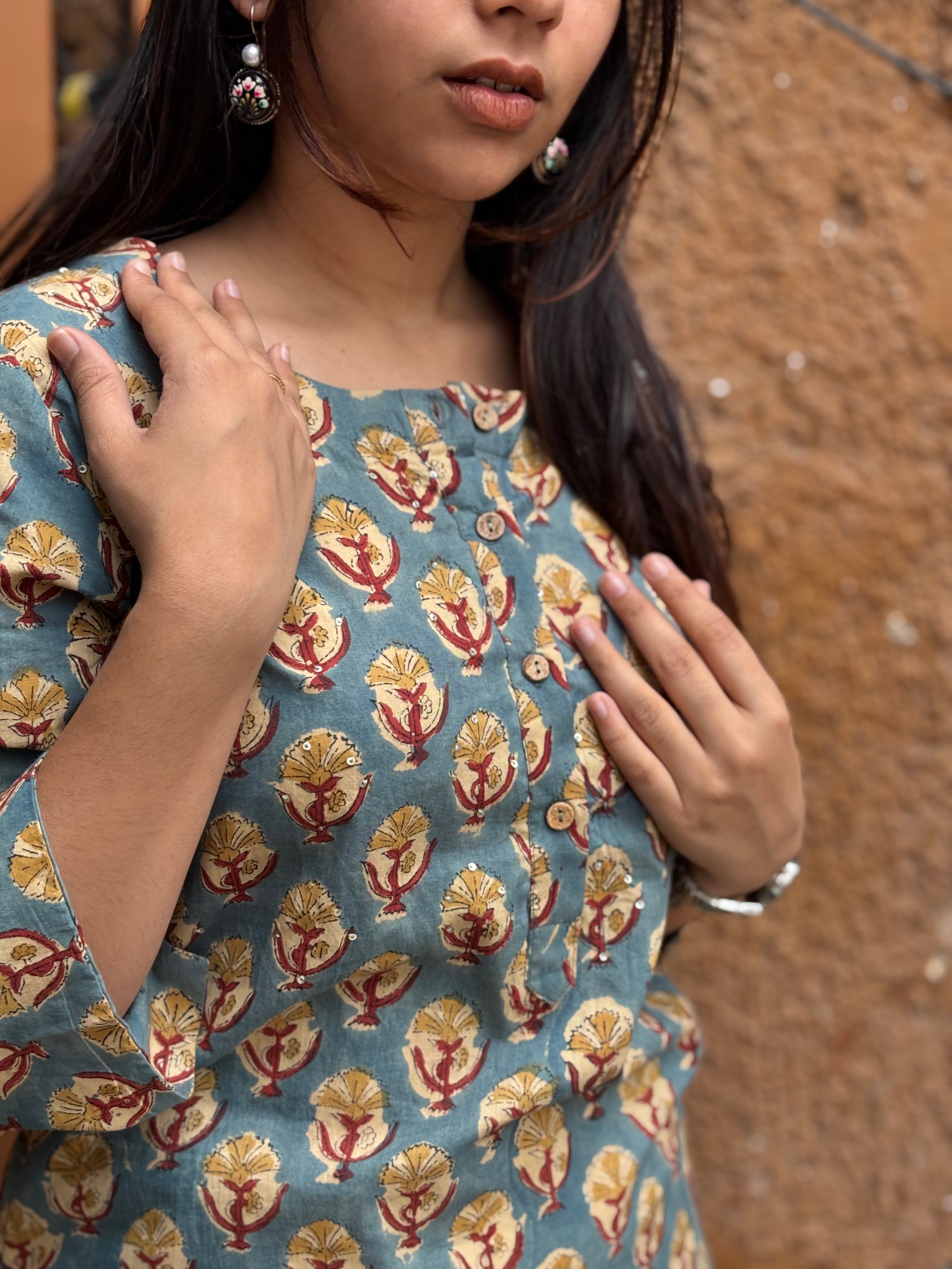 Mishti Bagru Hand Block Print Cotton Short Kurti