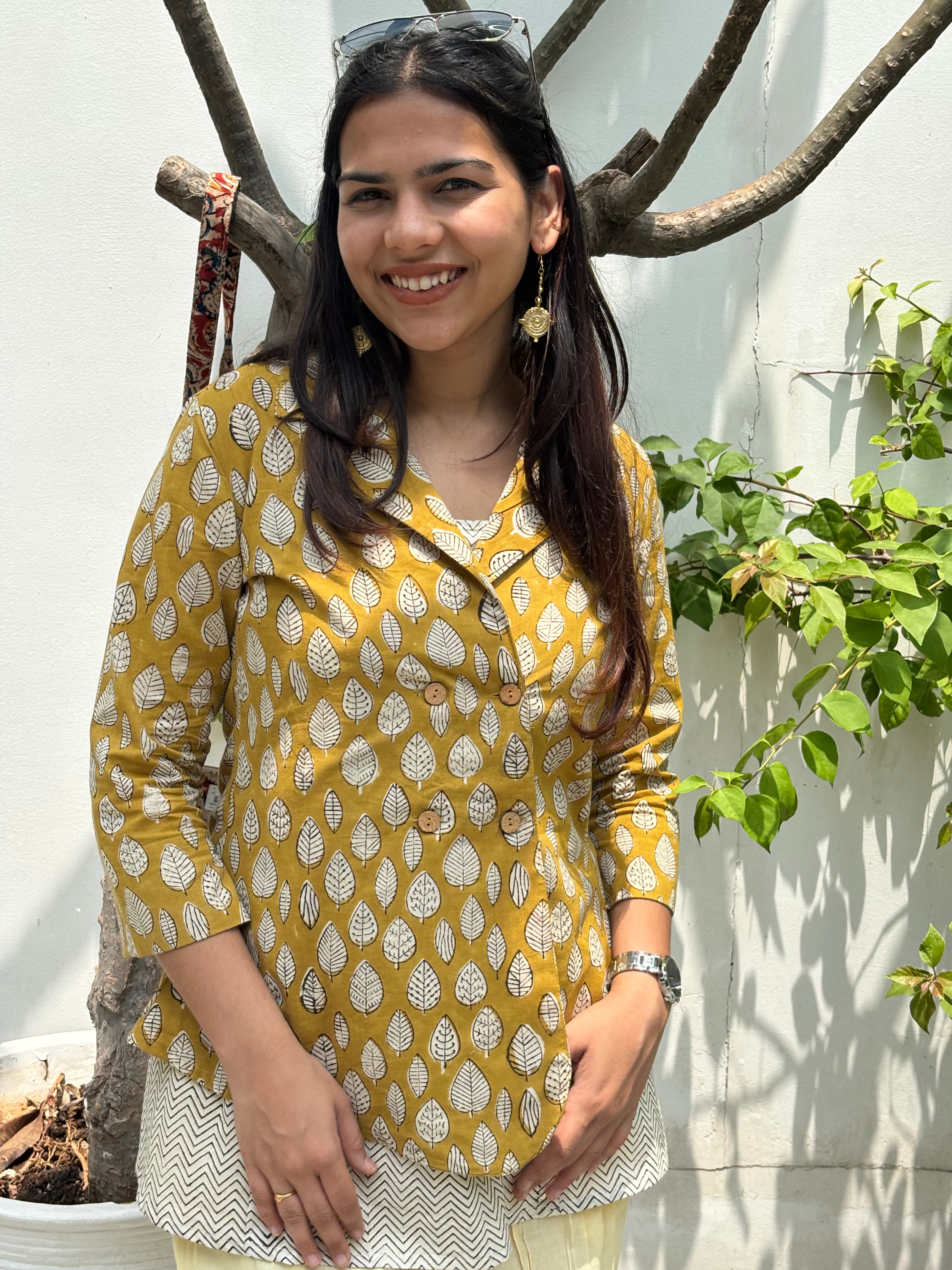 Kanak Bagru Hand Block Print Cotton Double Layer Top