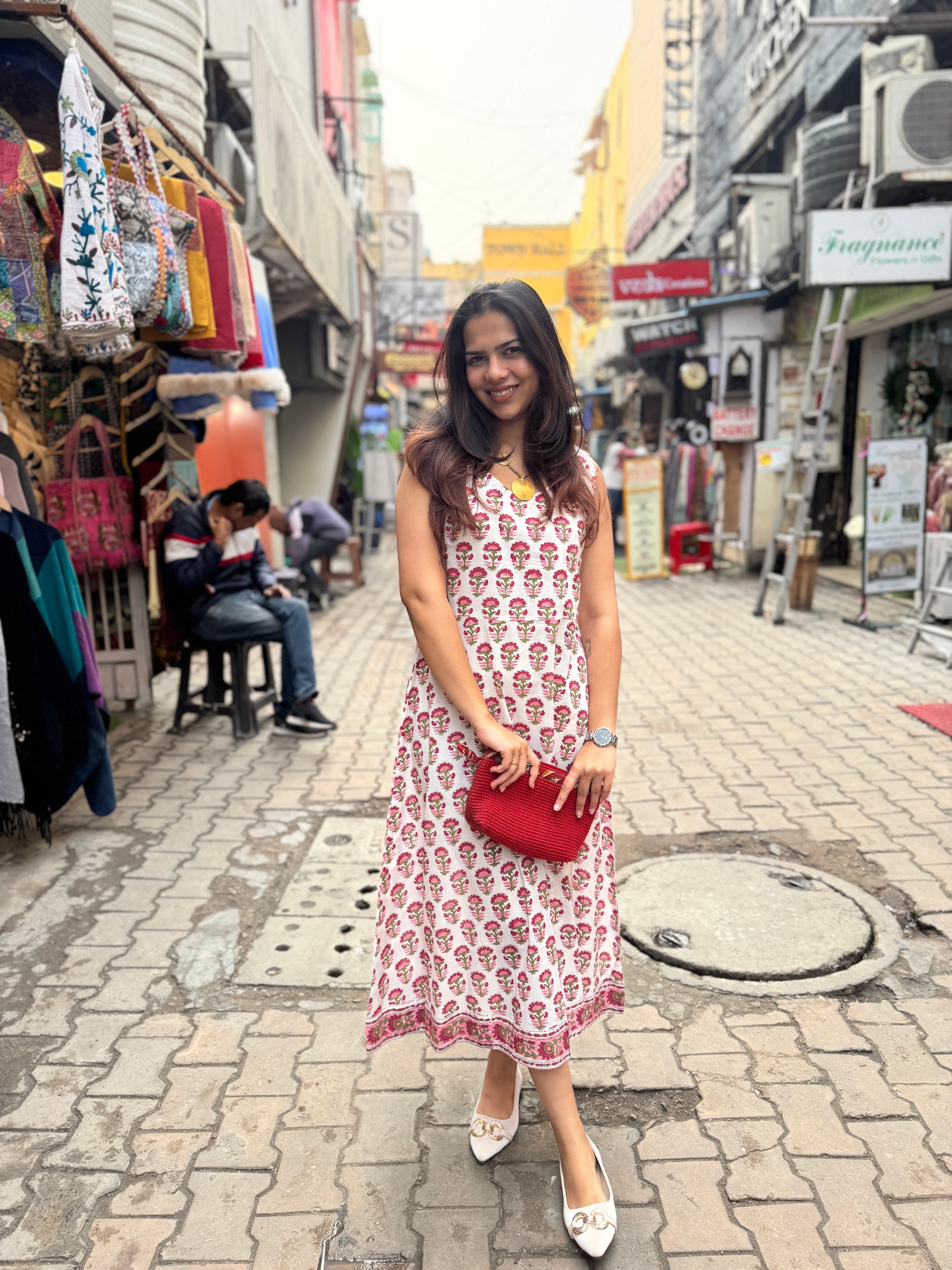 Gul Hand Block Print Cotton Short Double Layer Short Dress