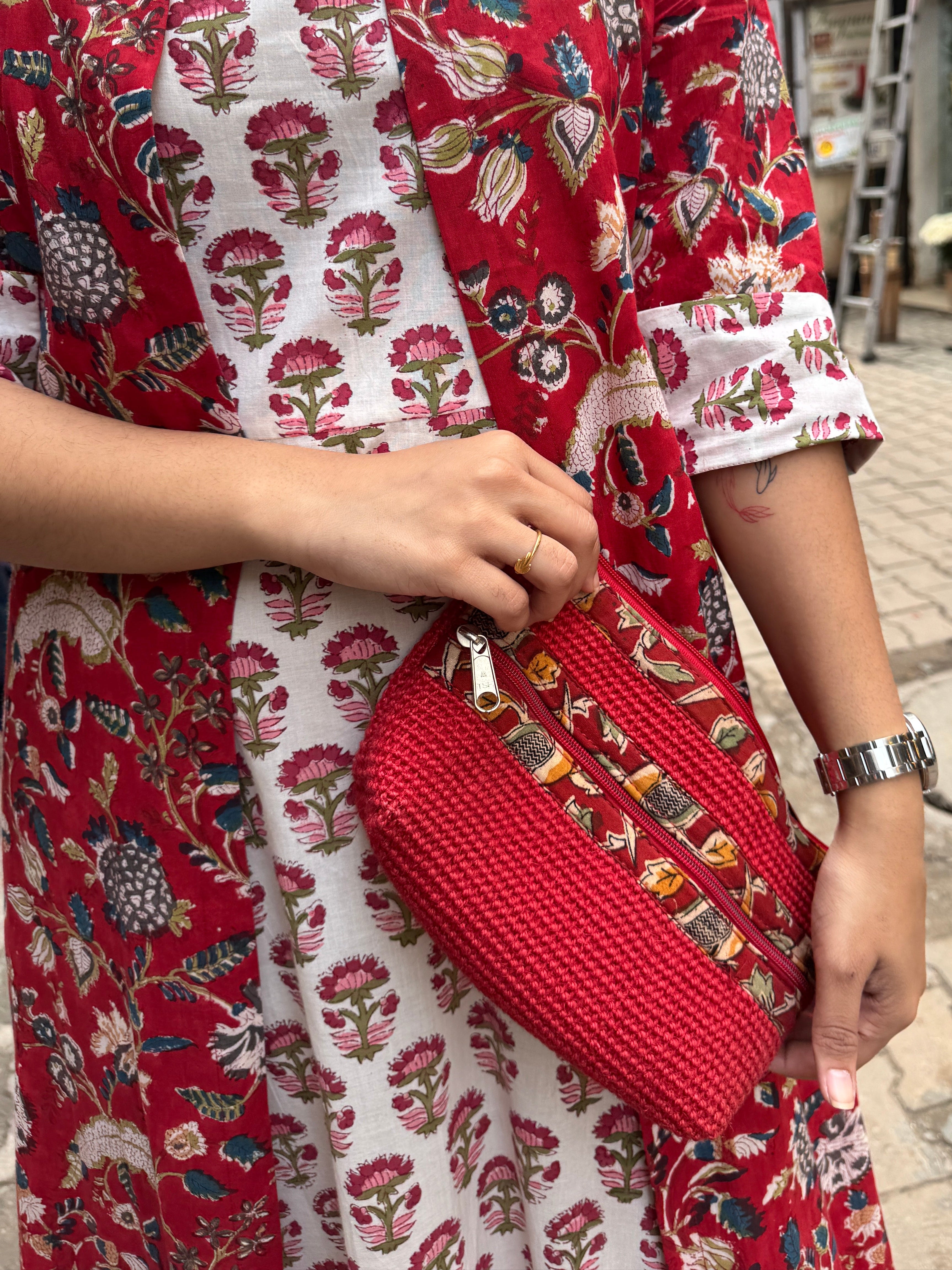 Gul Hand Block Print Cotton Short Double Layer Short Dress