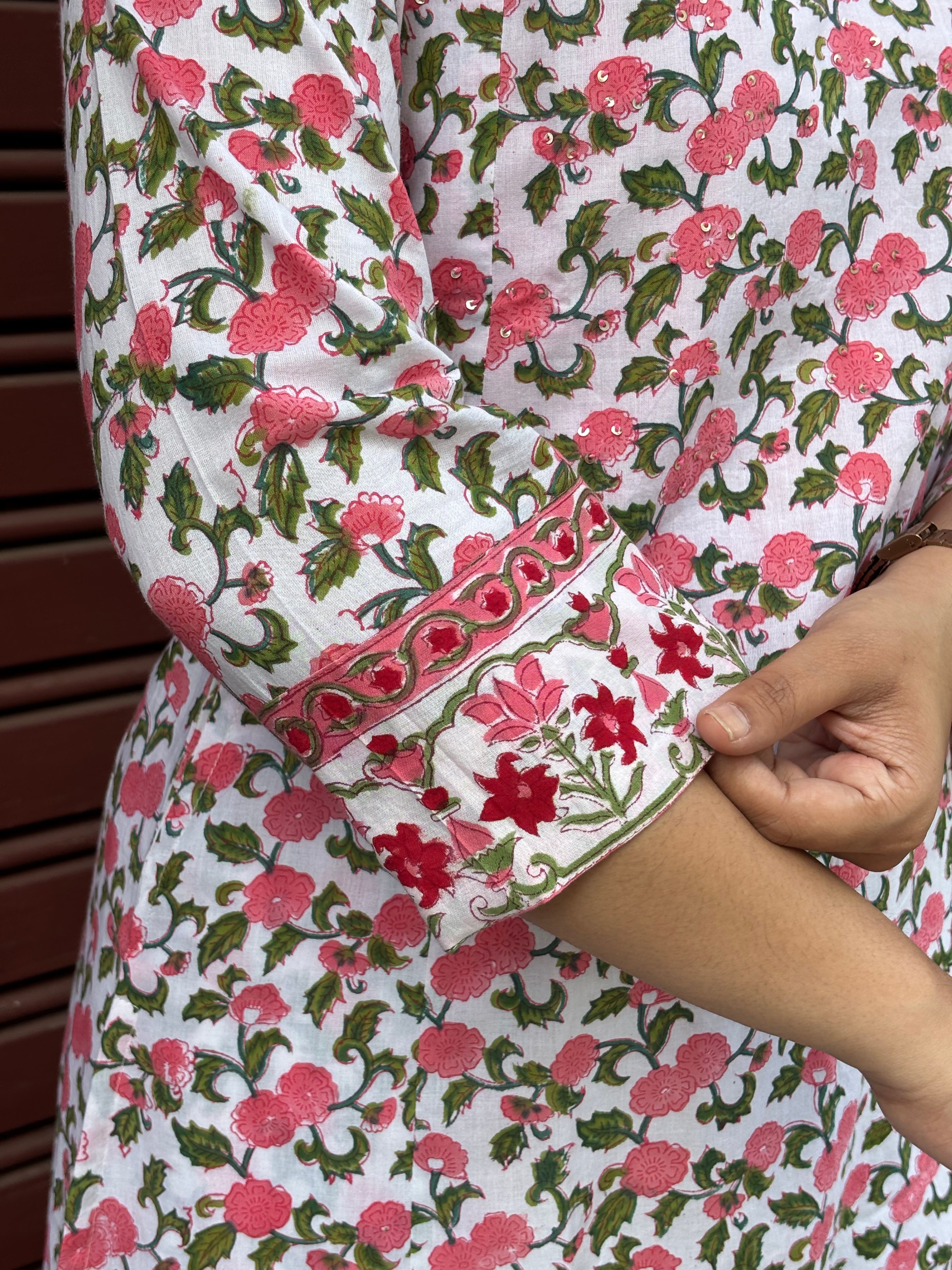 Rosa Hand Block Print Cotton A-Line Kurta