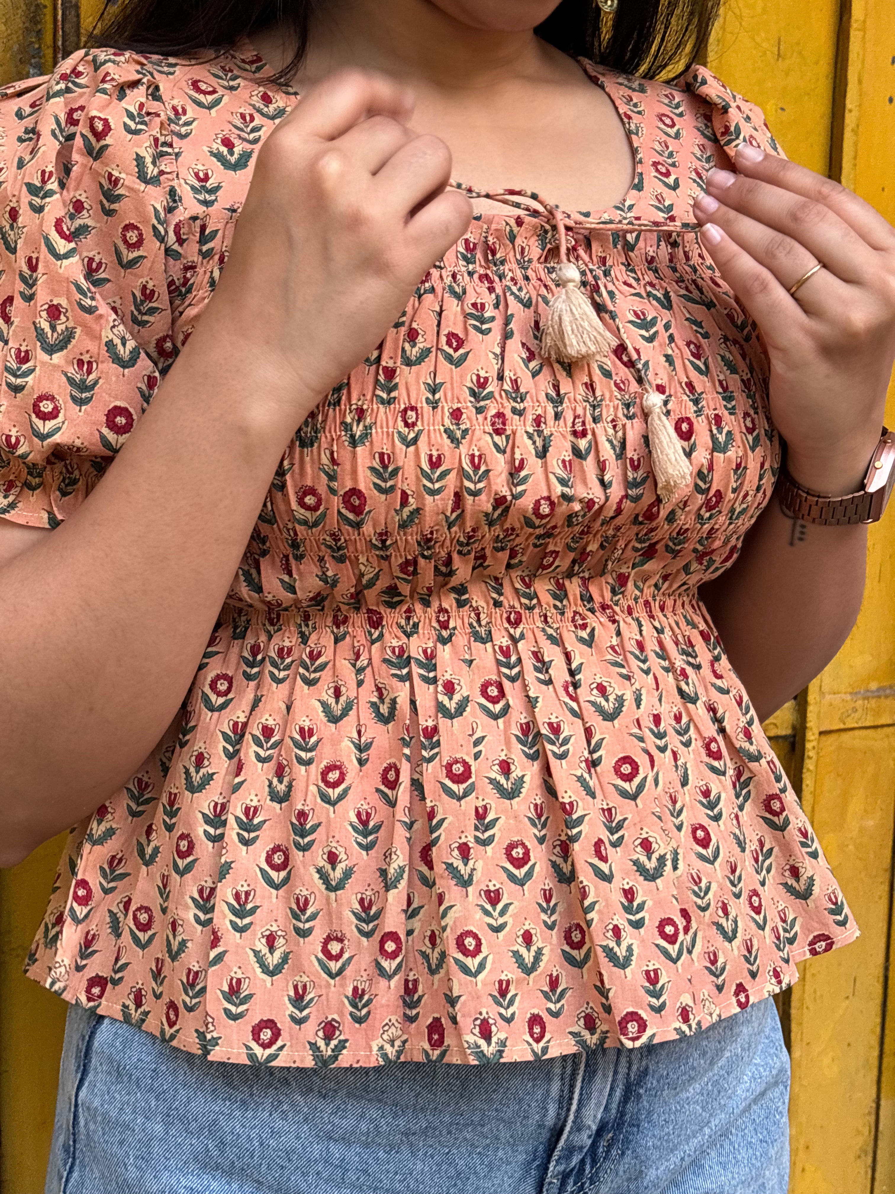 Mailka Hand Block Print Cotton Top