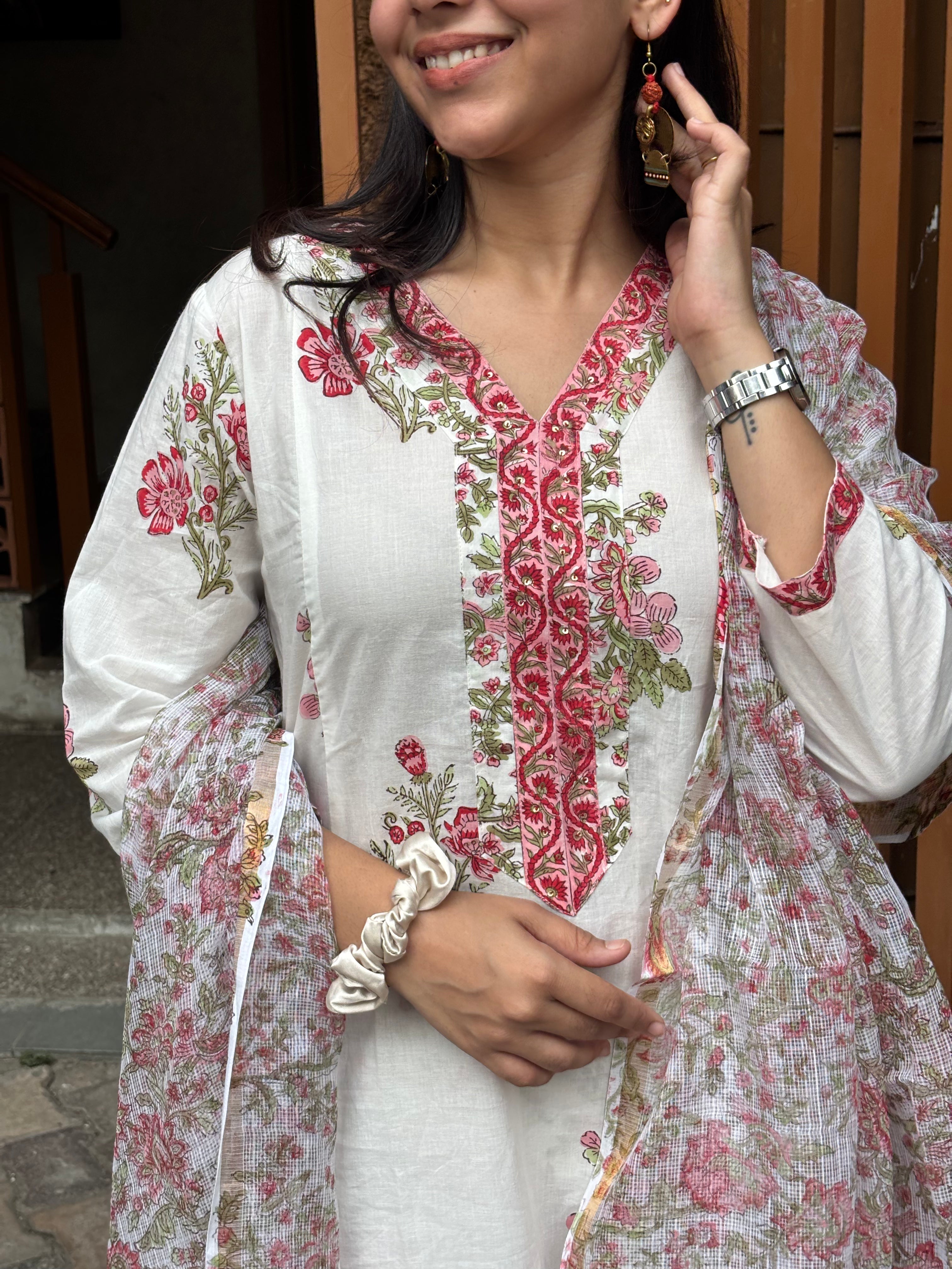 Ruhani Block Printed Cotton Kurta Set with Pants