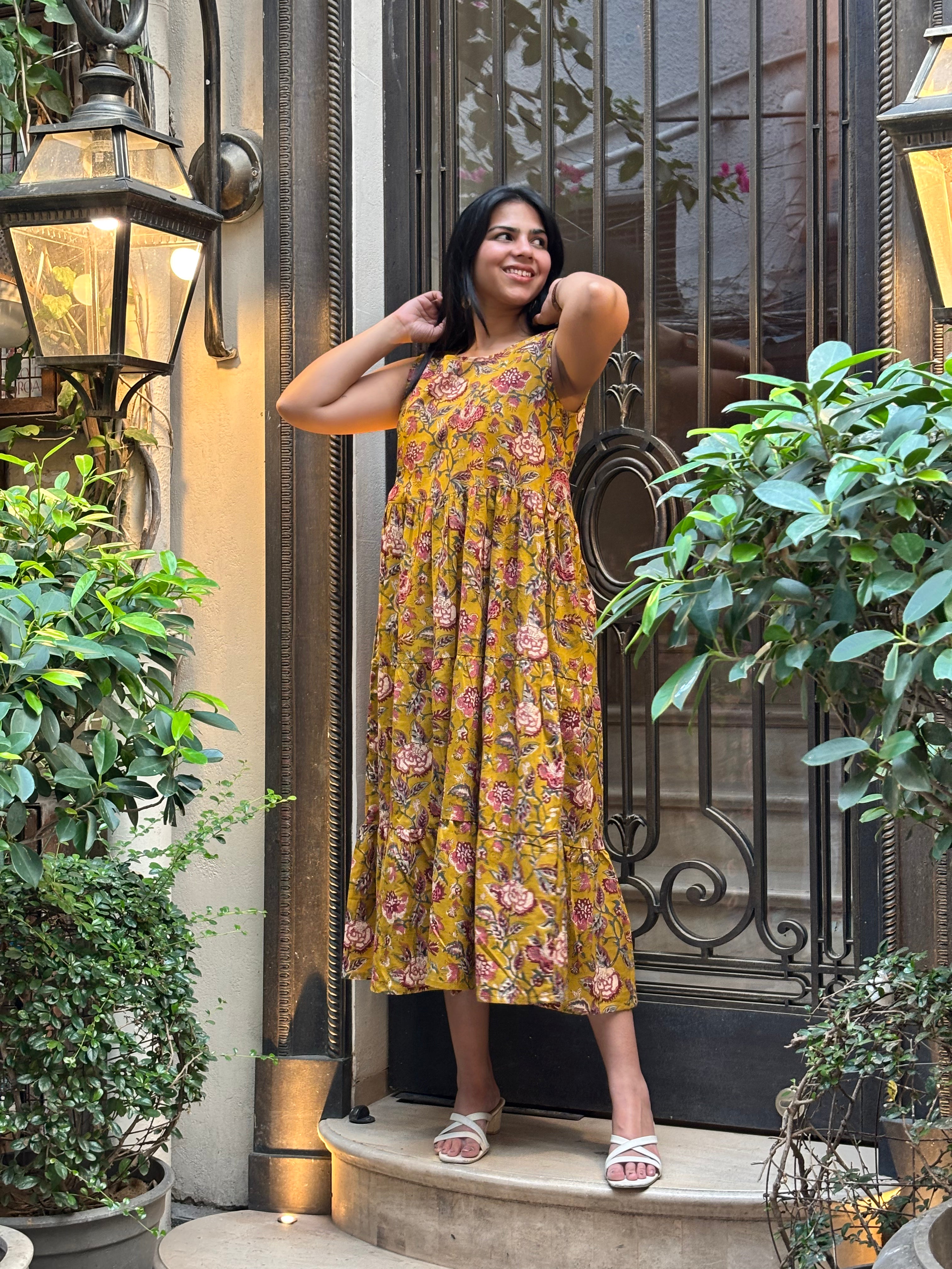 Maaya Hand Block Print Cotton Flare Dress