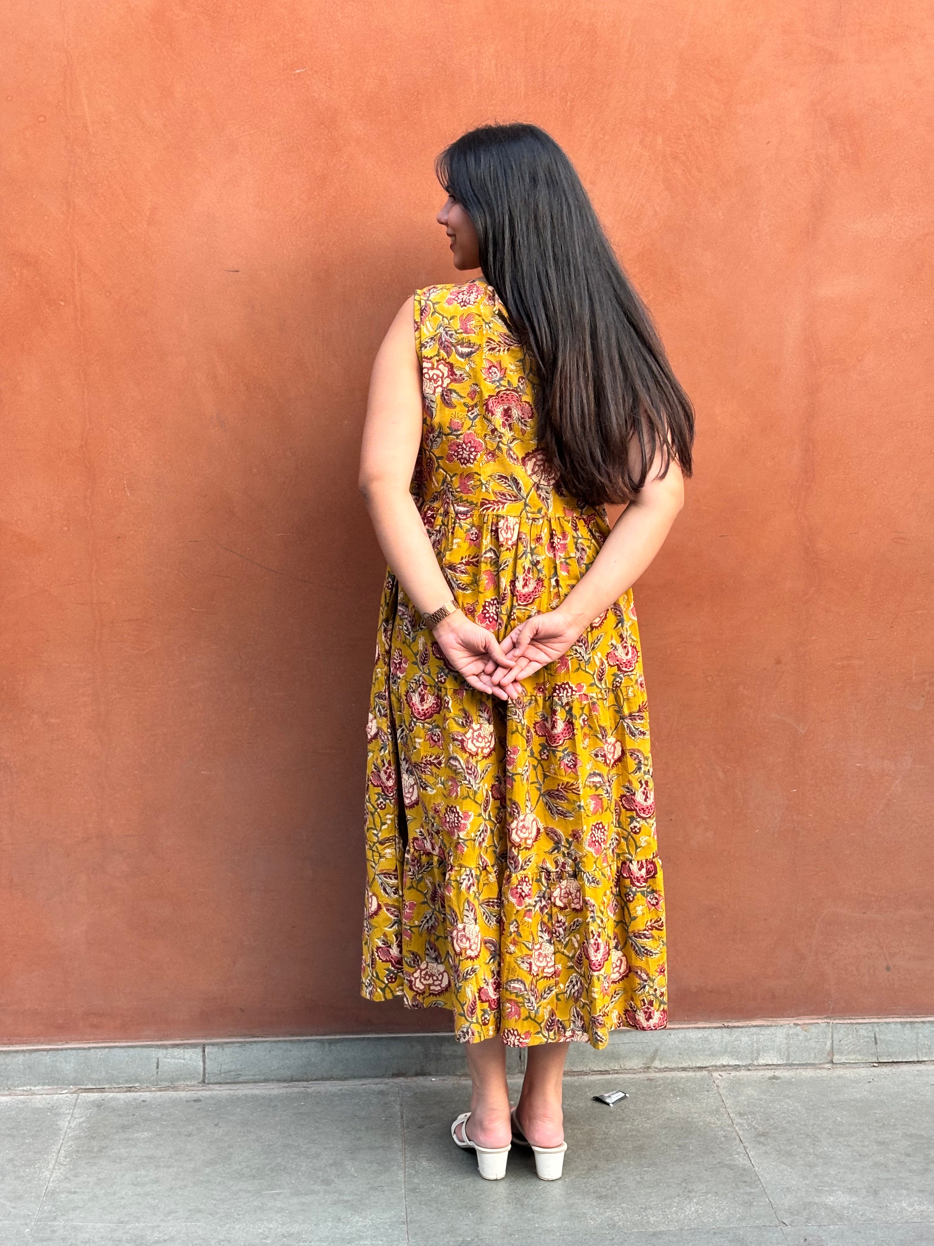 Maaya Hand Block Print Cotton Flare Dress