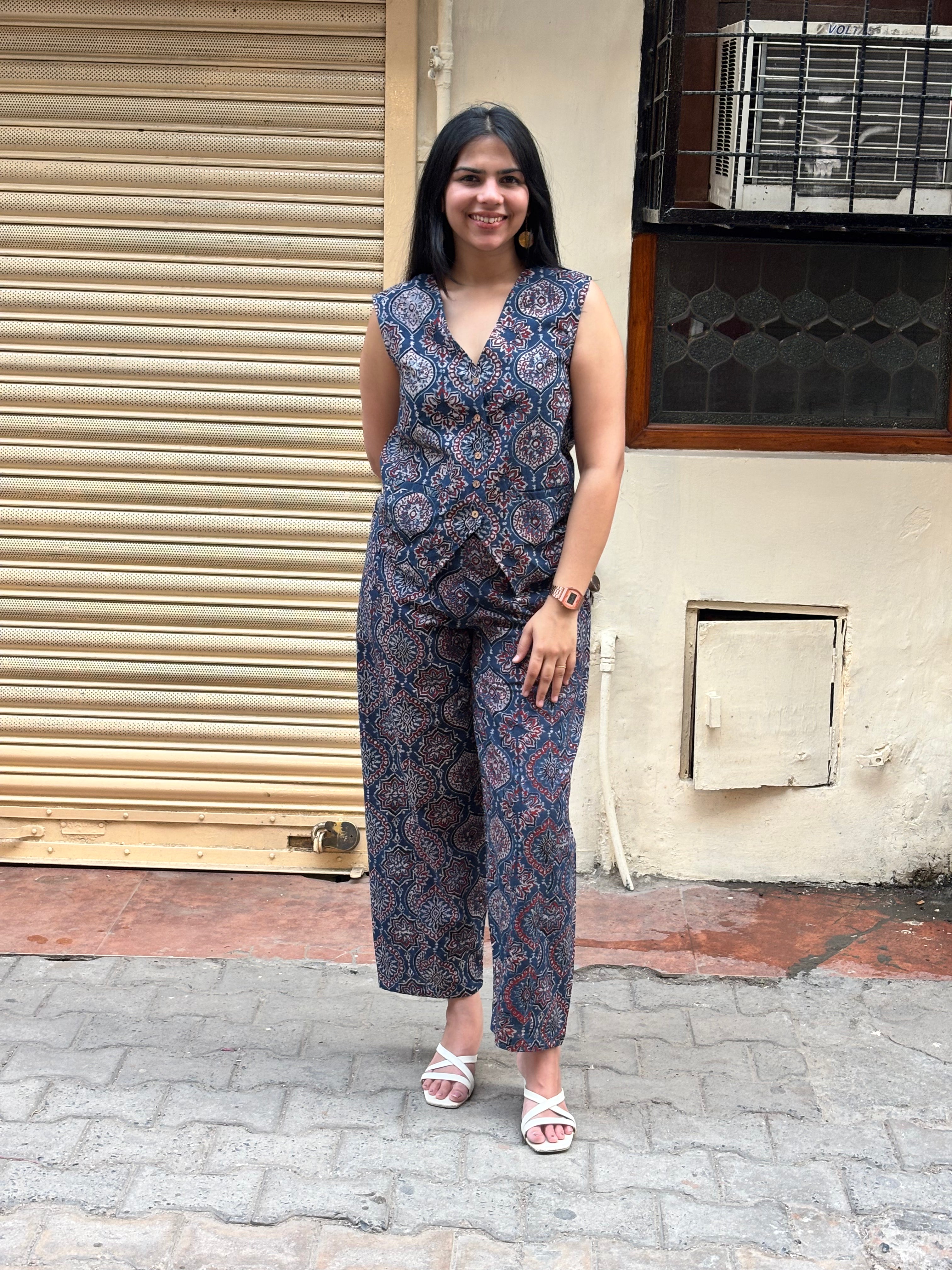 Aqsa Ajrakh Hand Block Print Cotton Co-ord Set