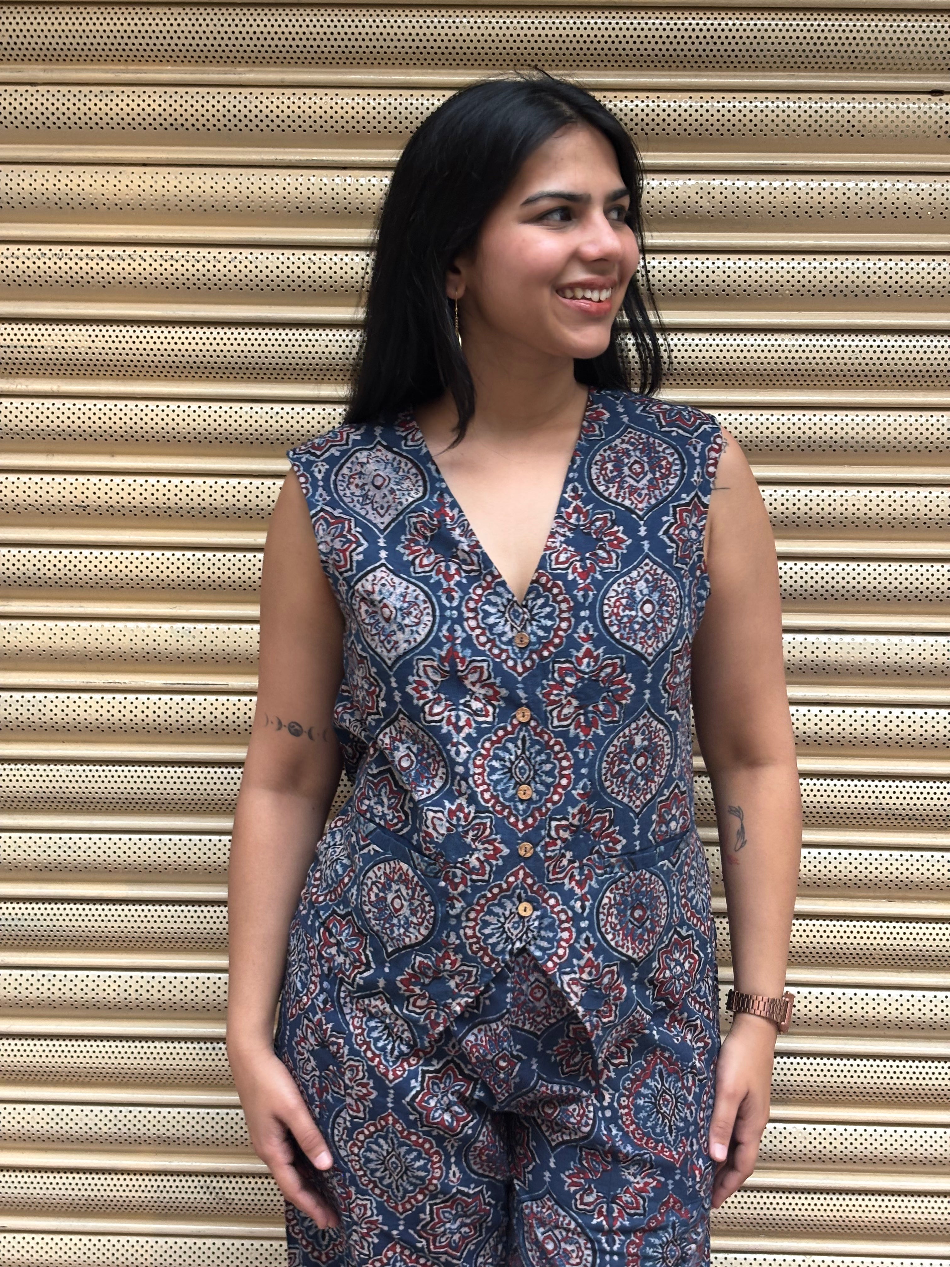 Aqsa Ajrakh Hand Block Print Cotton Co-ord Set