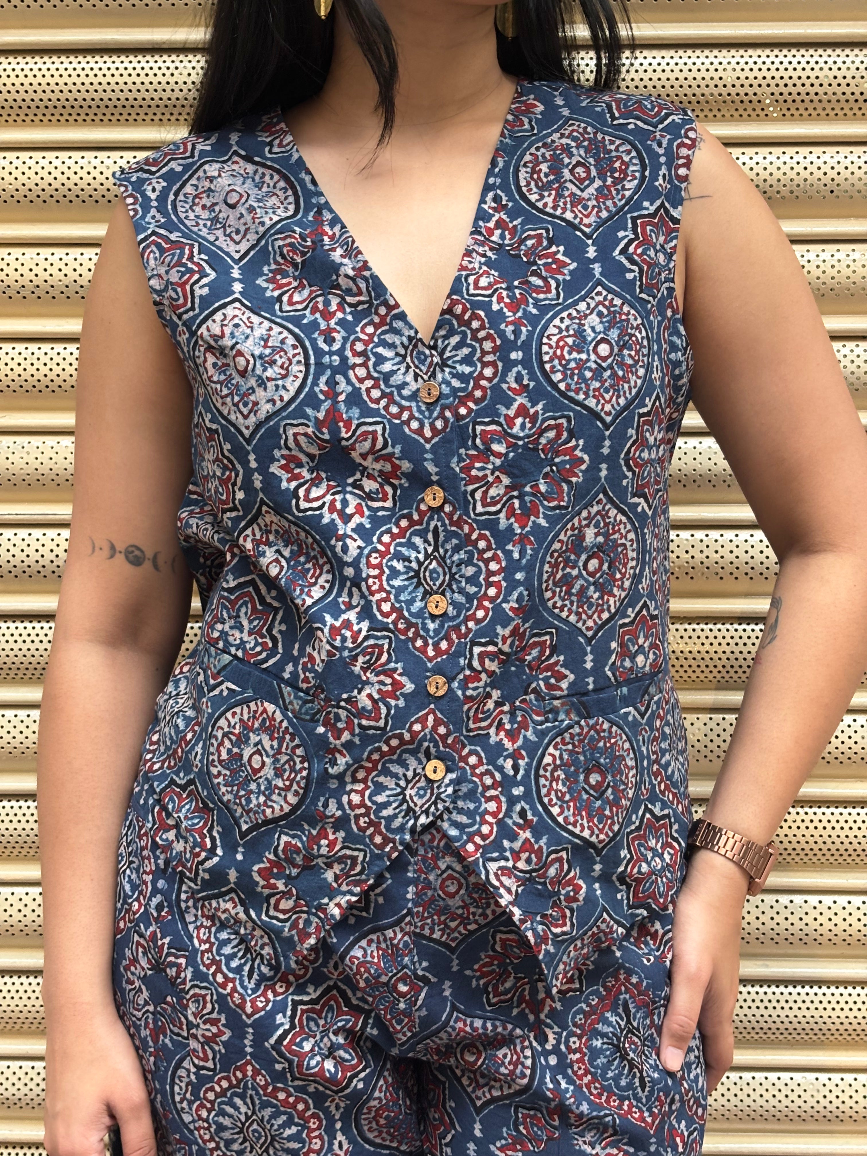 Aqsa Ajrakh Hand Block Print Cotton Co-ord Set