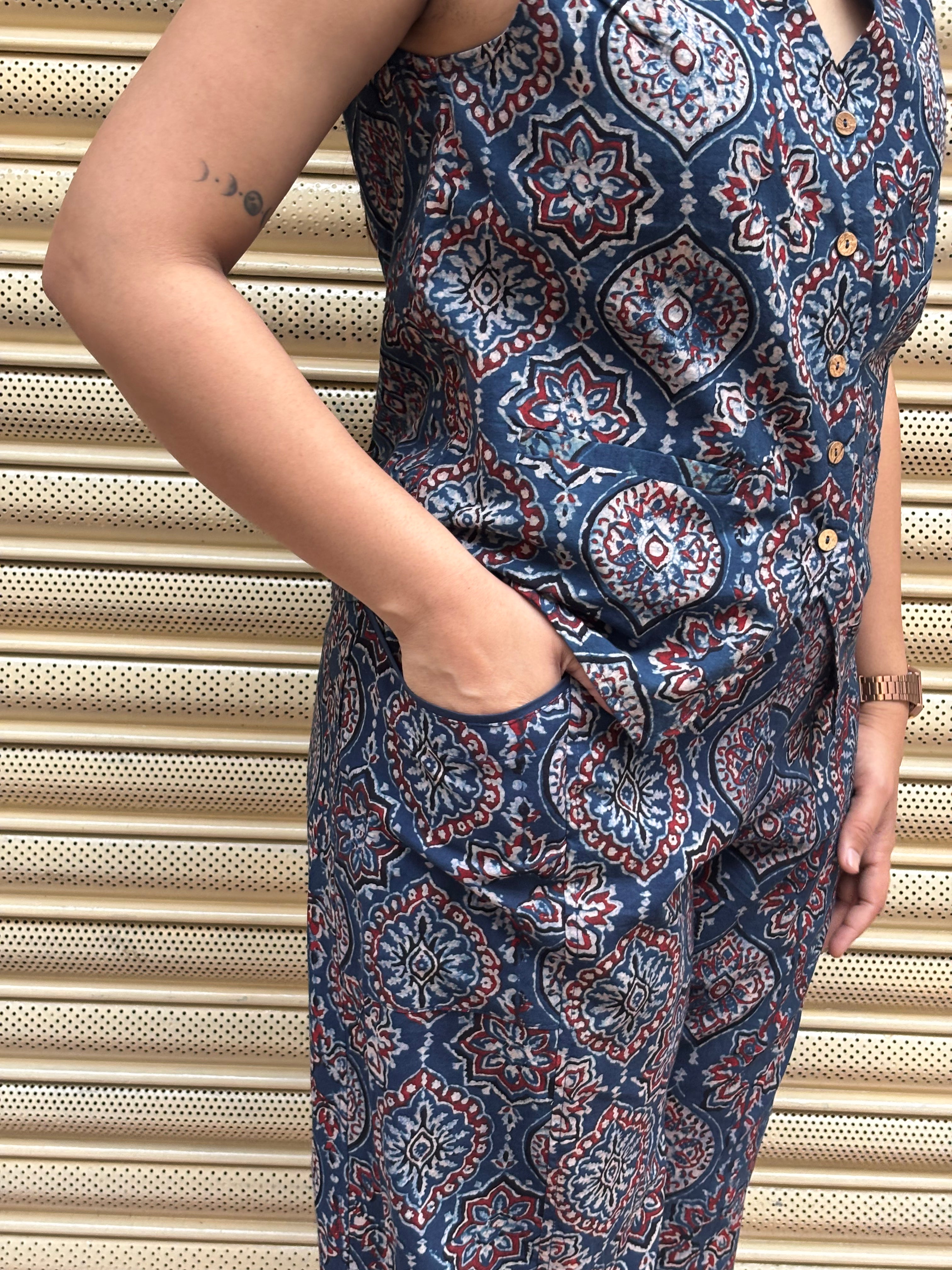 Aqsa Ajrakh Hand Block Print Cotton Co-ord Set