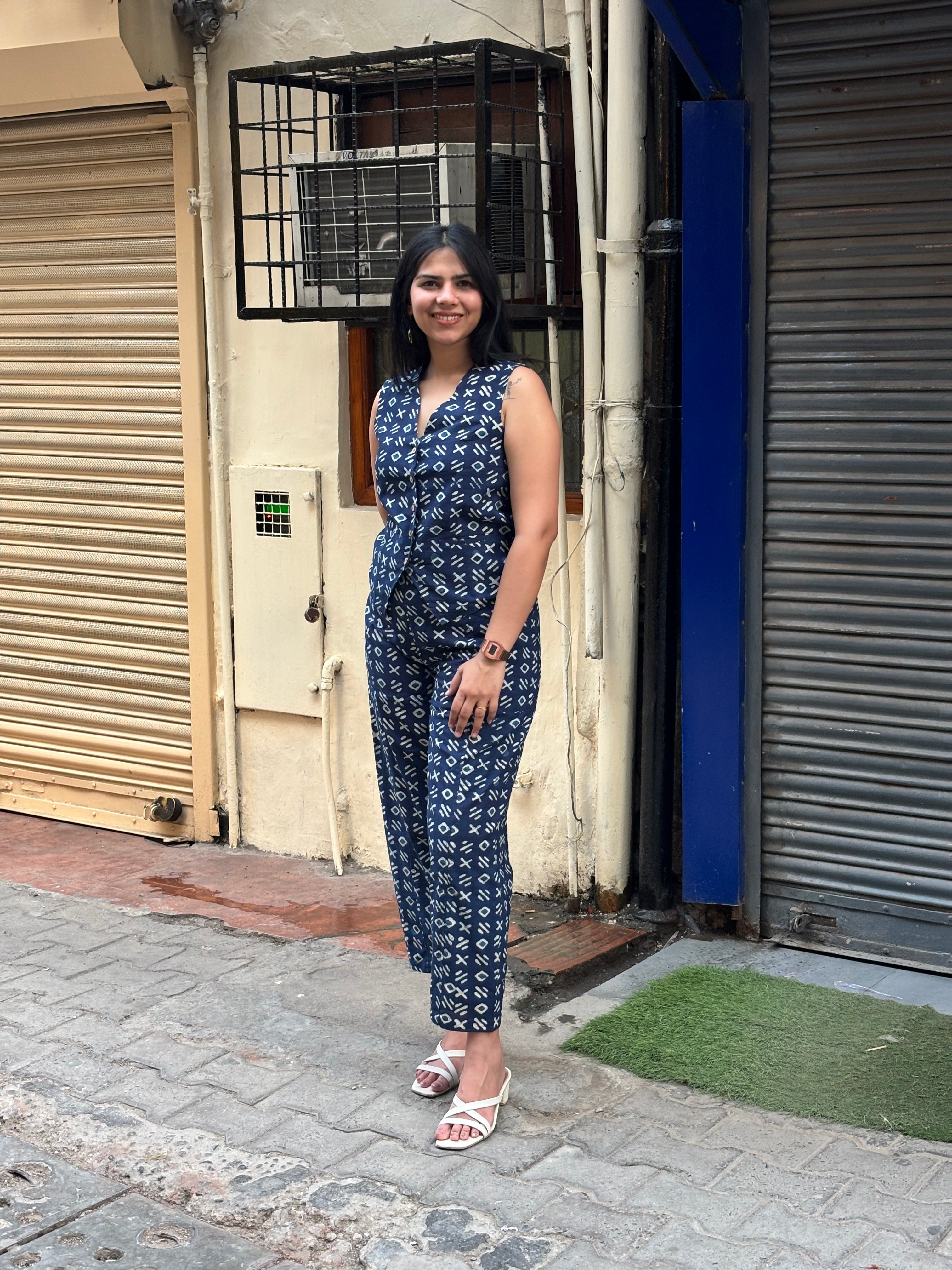 Tarin Indigo Hand Block Print Cotton Co-ord Set