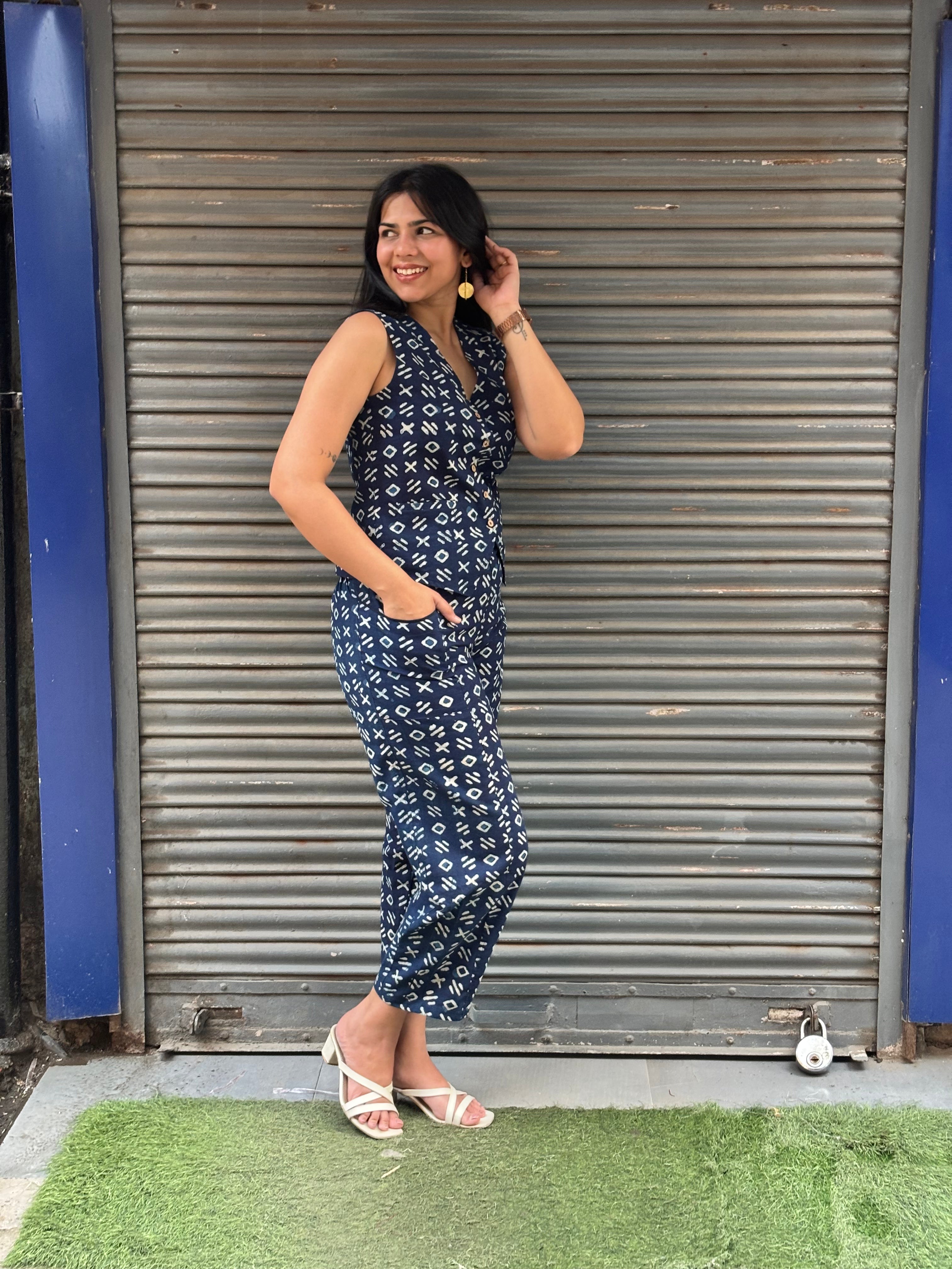 Tarin Indigo Hand Block Print Cotton Co-ord Set