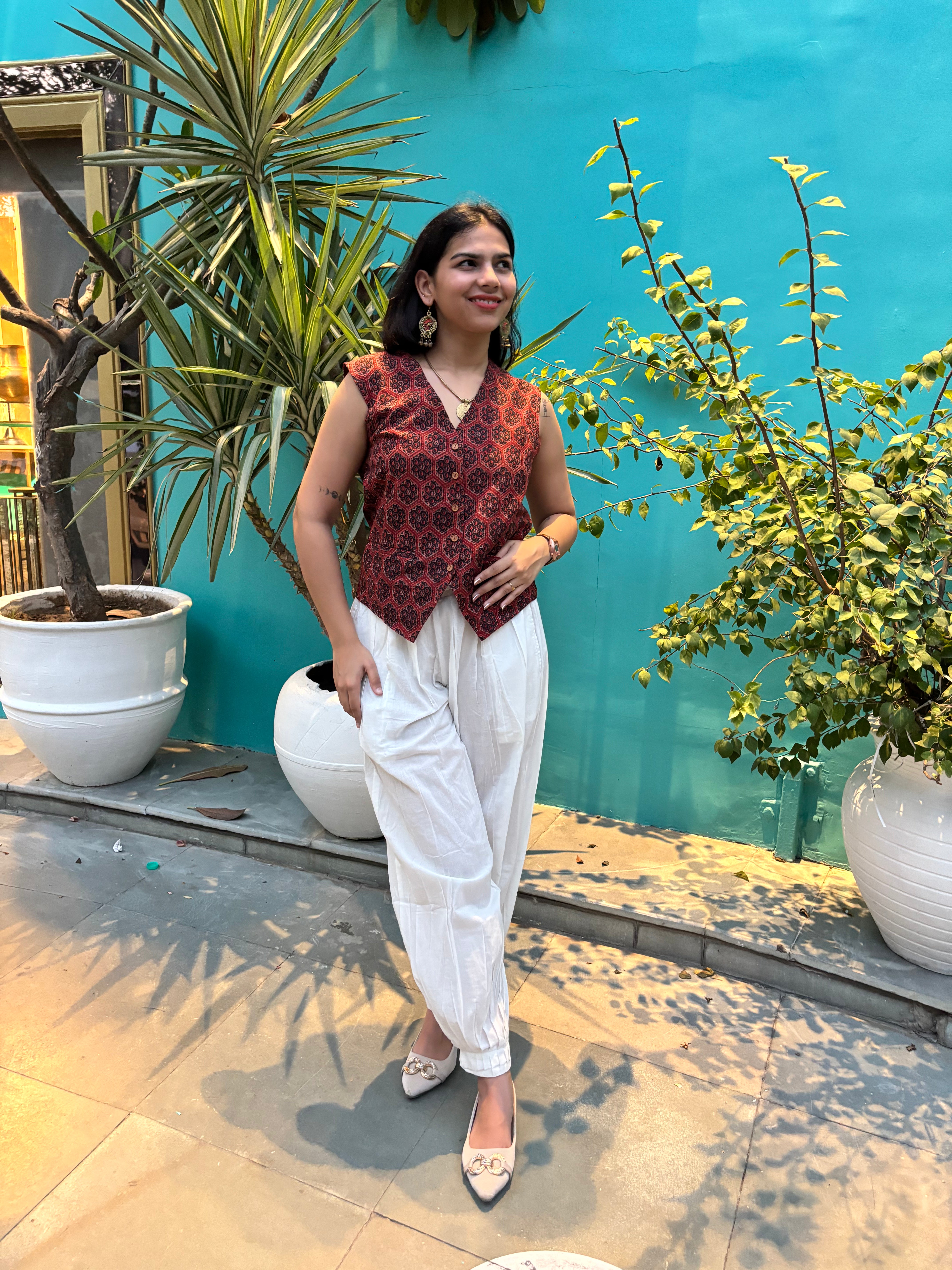 Aiza Ajrakh Hand Block Print Cotton Koti