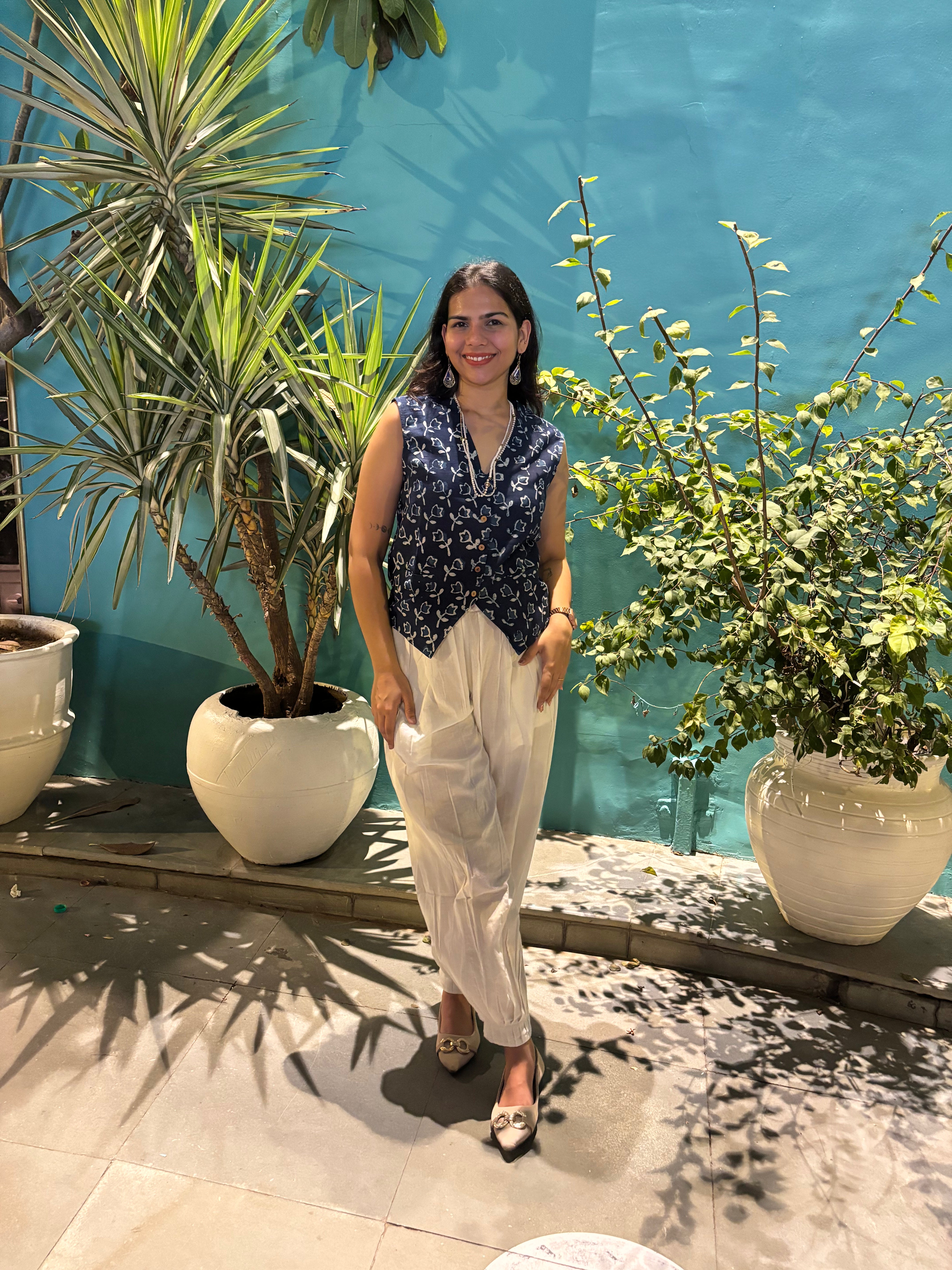 Shriya Indigo Hand Block Print Cotton Koti