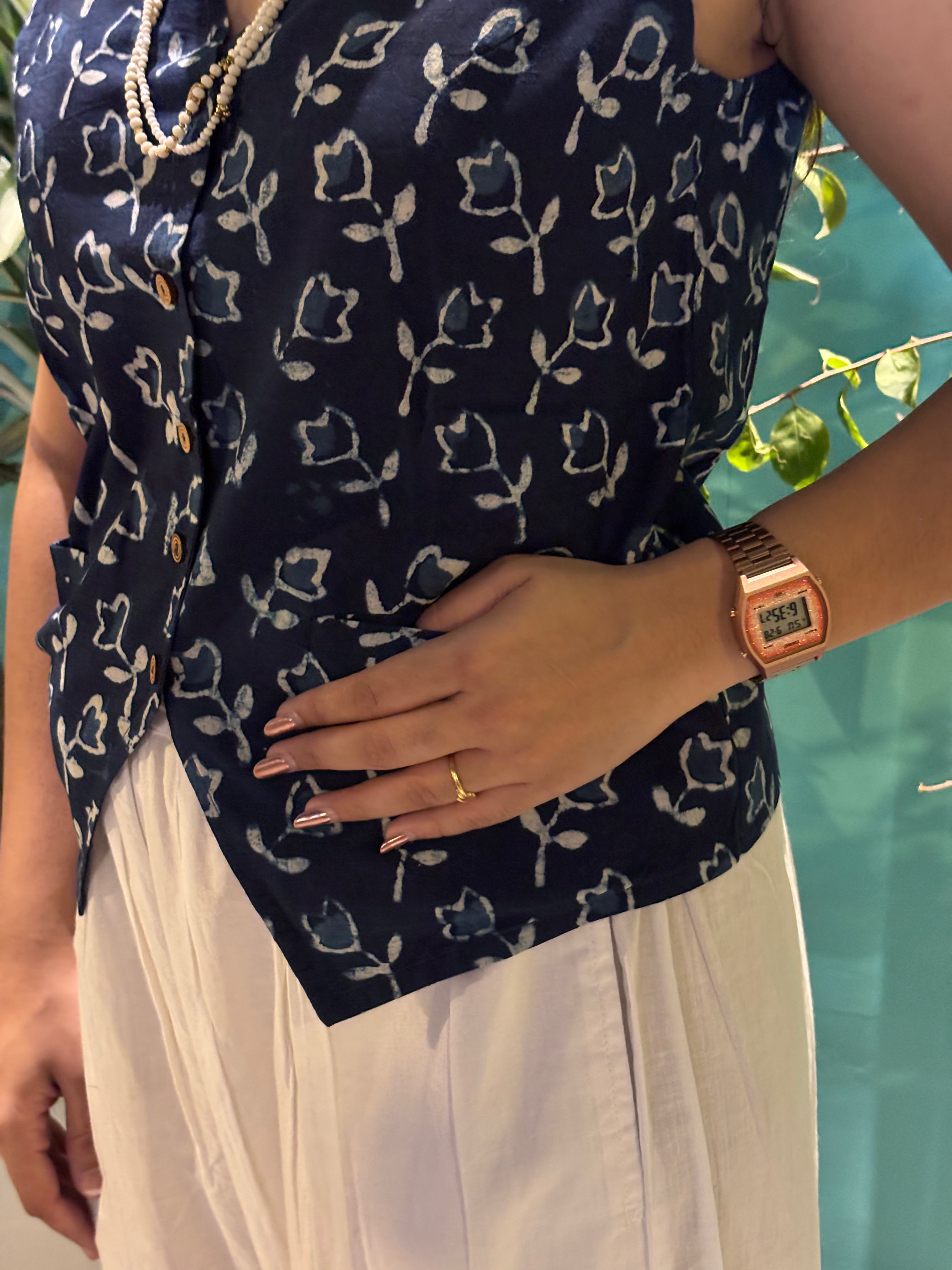 Shriya Indigo Hand Block Print Cotton Koti