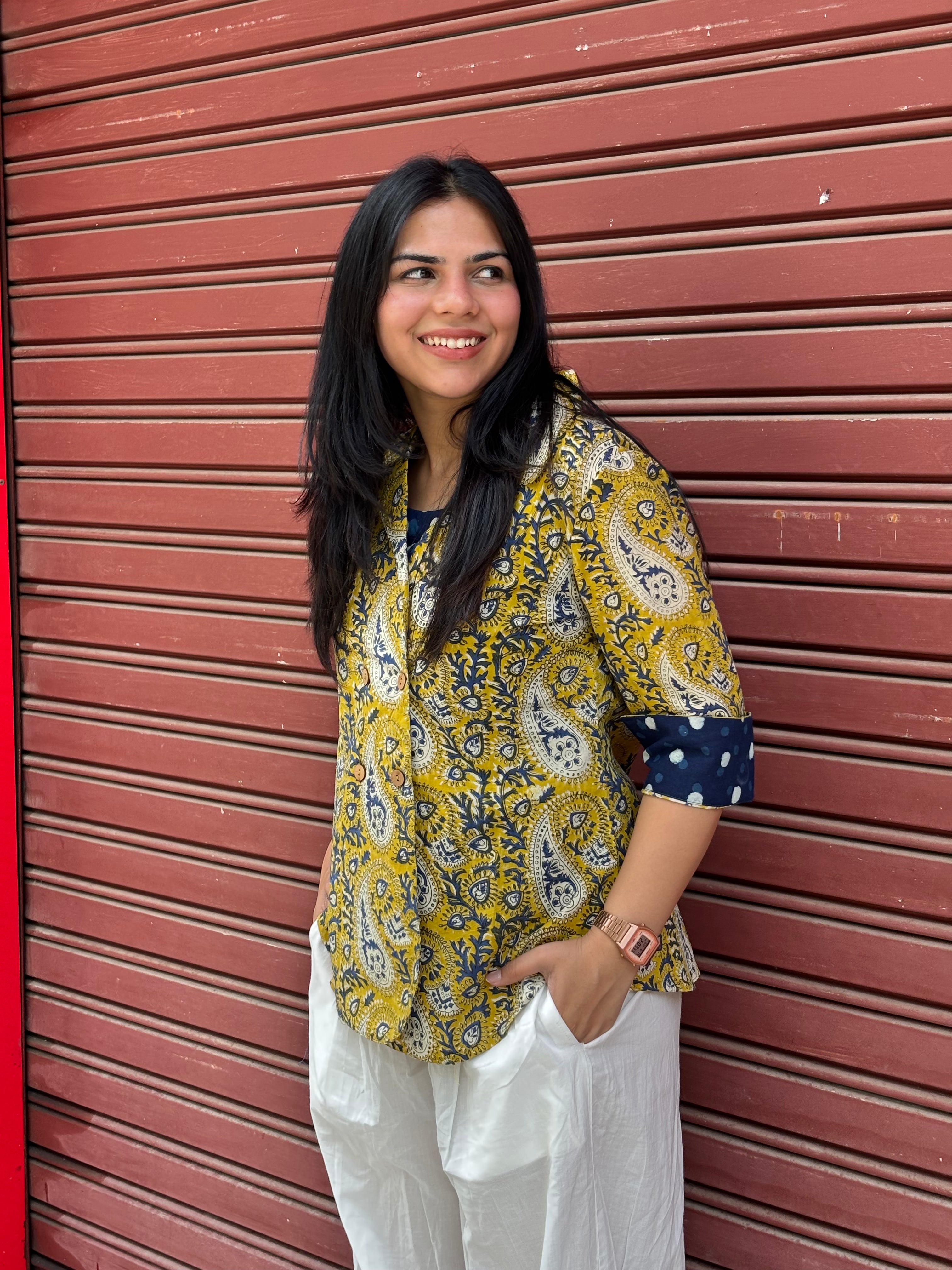 Sehar Bagru Hand Block Print Cotton Double Layer Top
