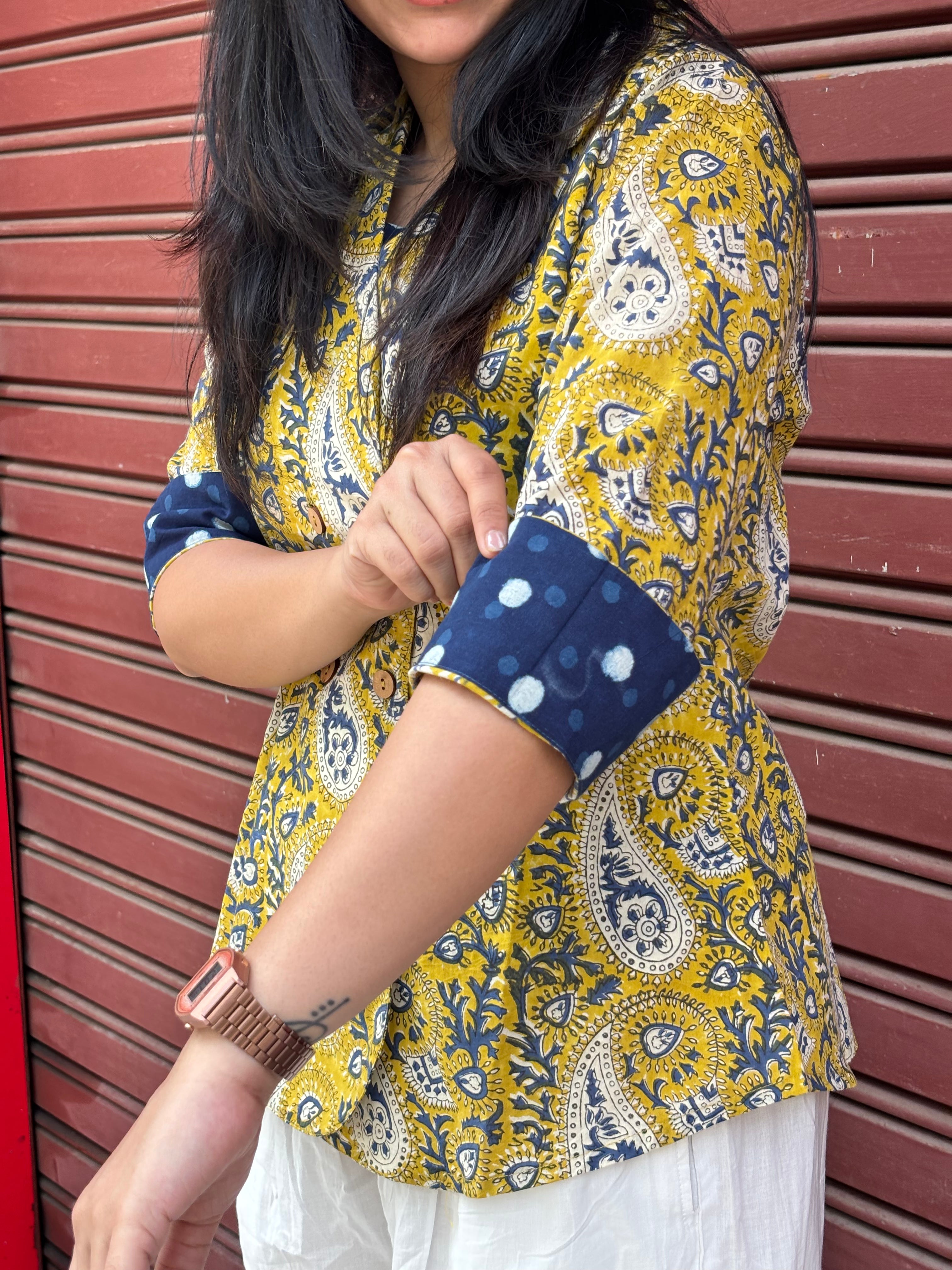 Sehar Bagru Hand Block Print Cotton Double Layer Top