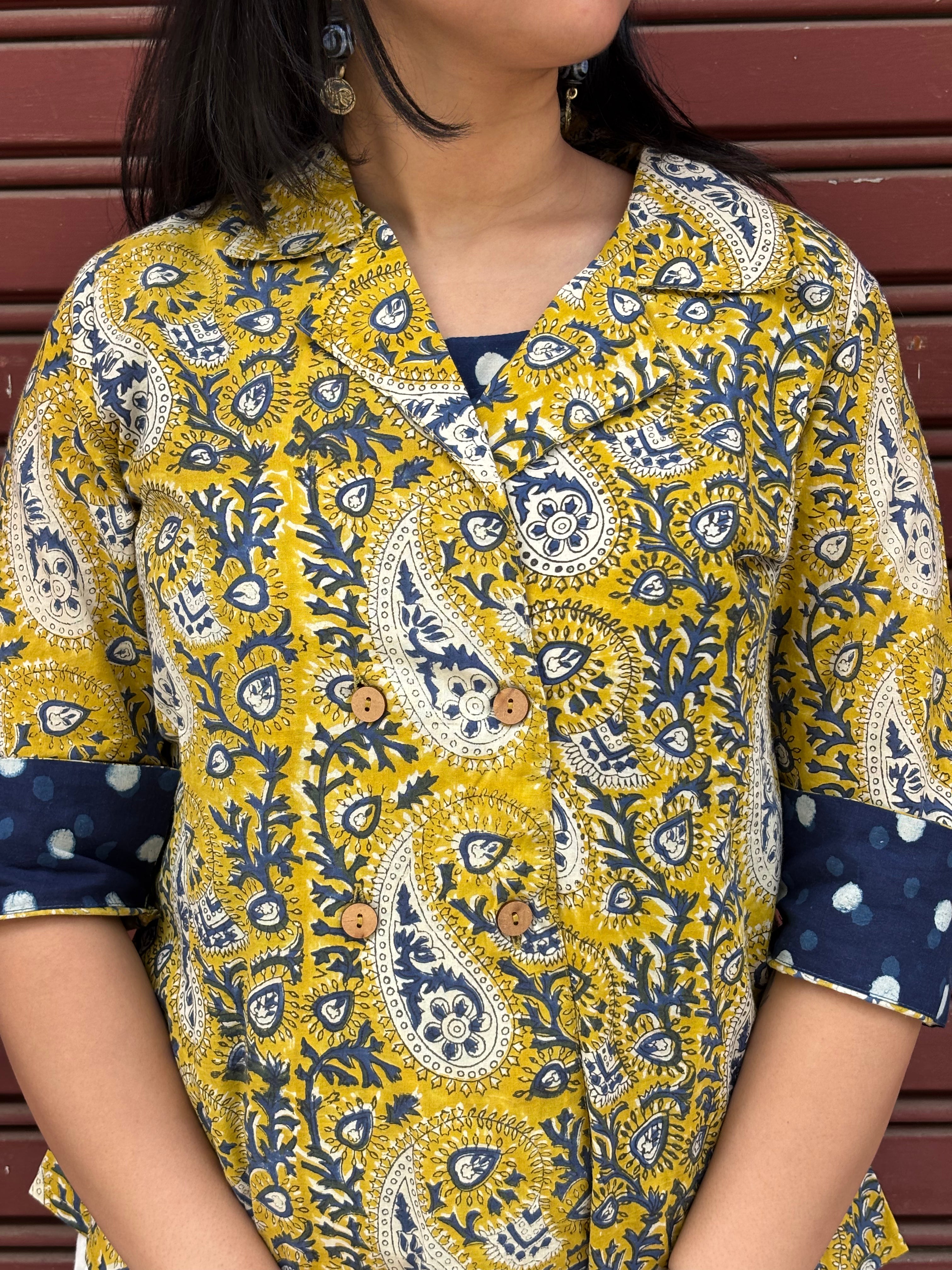 Sehar Bagru Hand Block Print Cotton Double Layer Top